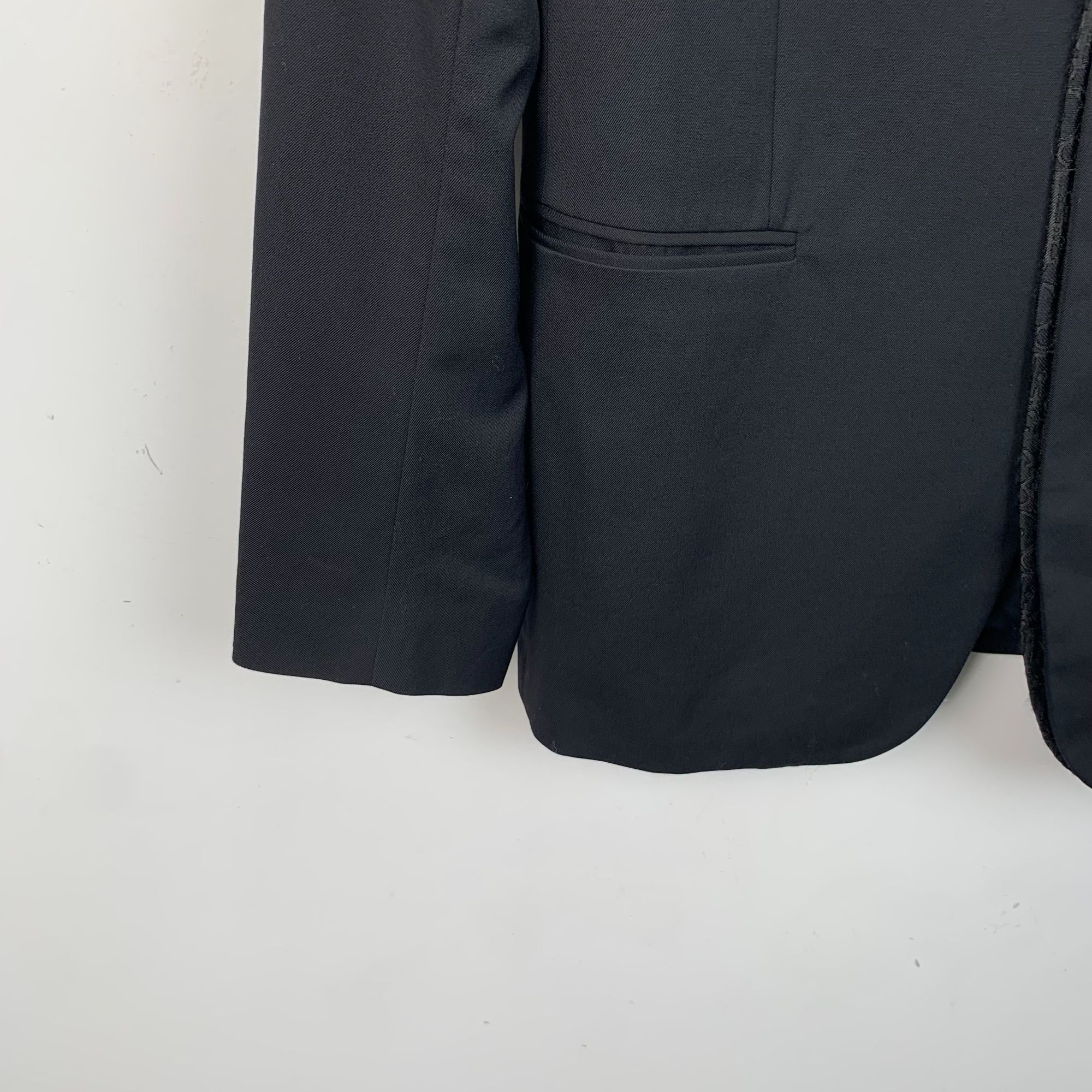 Dior Dior Mens Wool Blend Black Blazer With Patterned Lapel Size US M / EU 48-50 / 2 - 4 Thumbnail