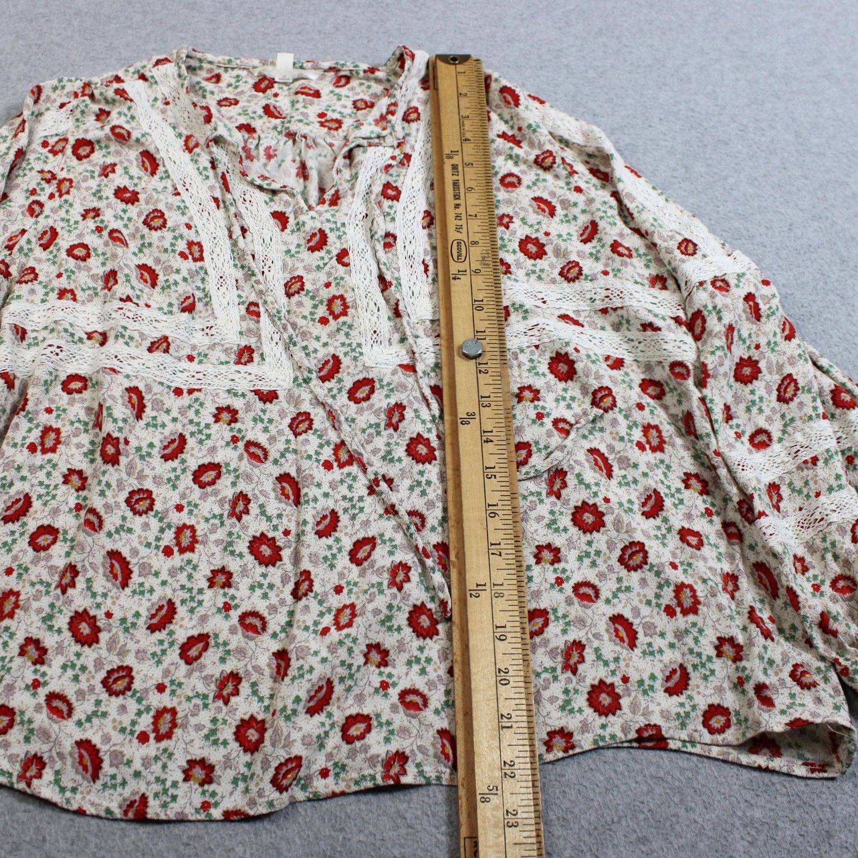 Vintage Per Una Shirt Women 18 White Floral Crochet Boho Tunic V Neck Peasant Blouse Size XXL / US 16-18 / IT 52-54 - 6 Thumbnail