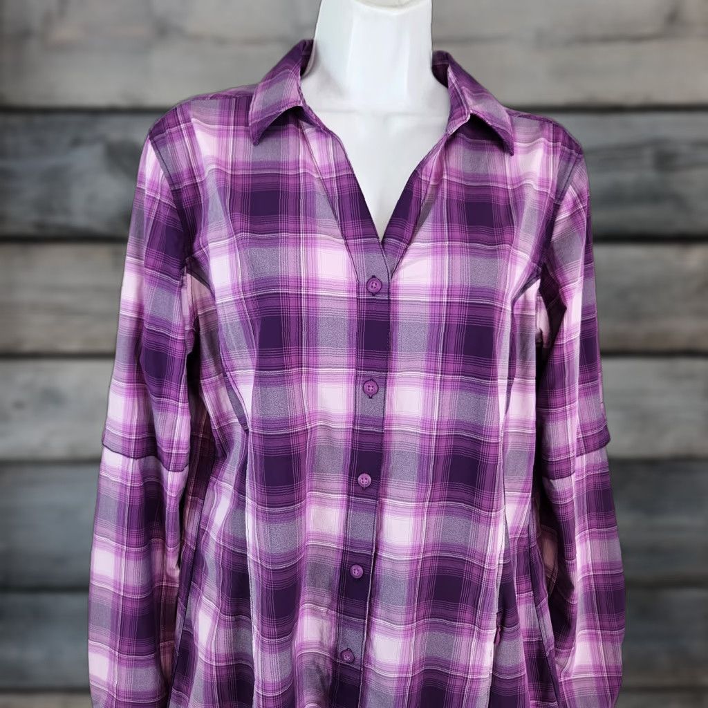 Vintage Duluth Womens Button-Up Tunic Size M Purple Plaid Long Sleeve Casual Vented Shirt Womens Size M / US 6-8 / IT 42-44 - 1 Thumbnail