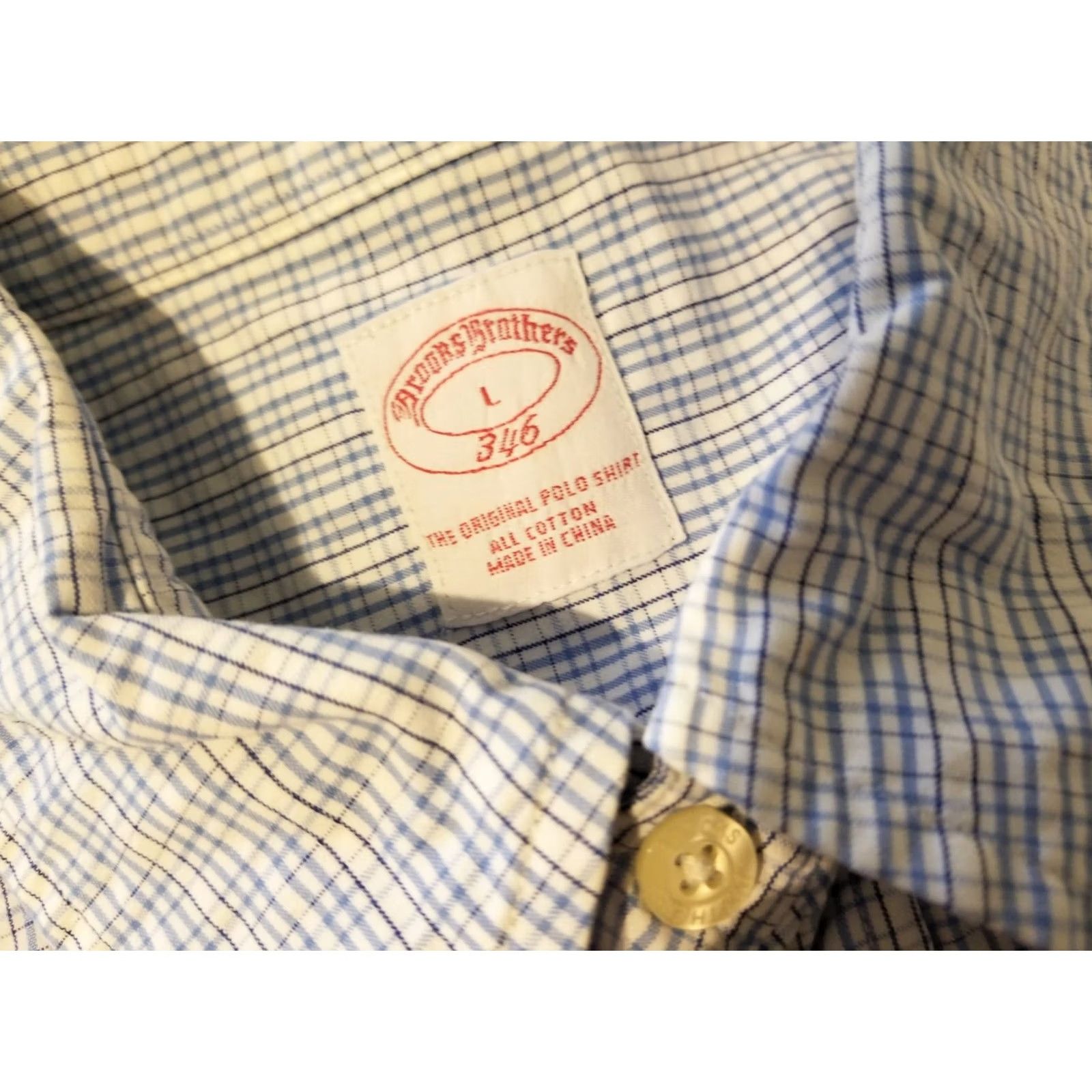 Brooks Brothers Brooks Brothers Blue Button Dress Shirt Short Sleeve Cotton Large Mens Size 42R - 3 Thumbnail