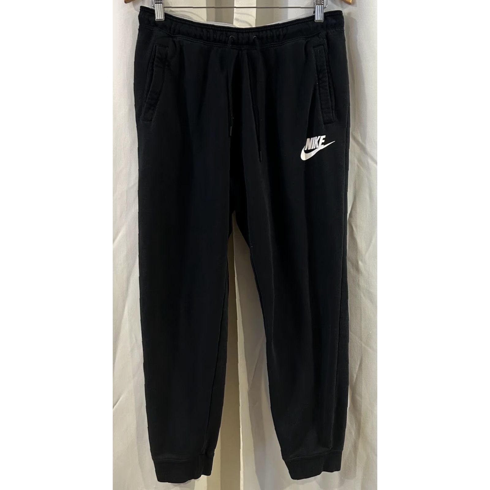 Nike Nike Just Do It Jogger Pants Mens L Black Swoosh Logo Drawstring Waist 30 Inseam 28 In Size US 33 - 2 Thumbnail