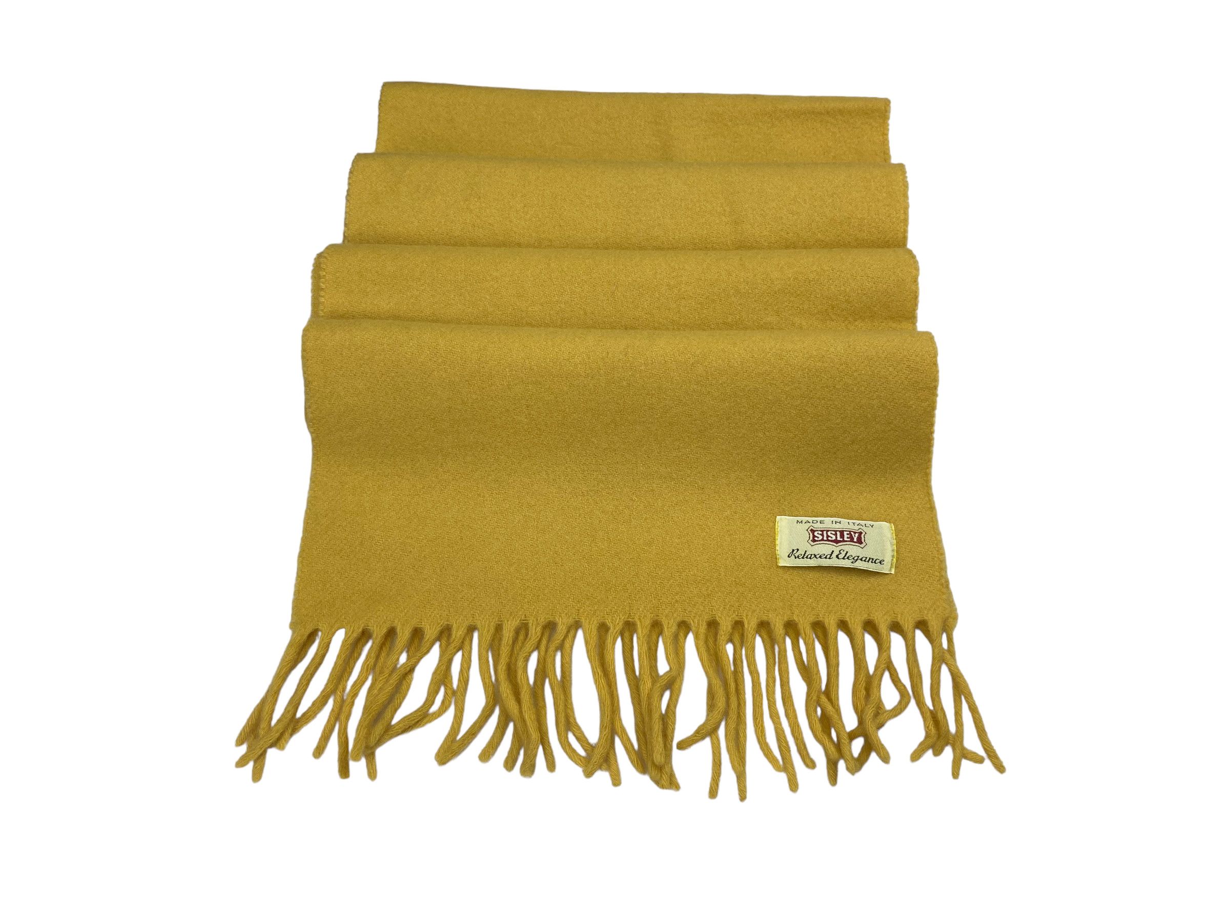 Sisley × Vintage Sisley Mustard Wool Scarf Vintage Italian Made Winter Acces Size ONE SIZE - 8 Thumbnail