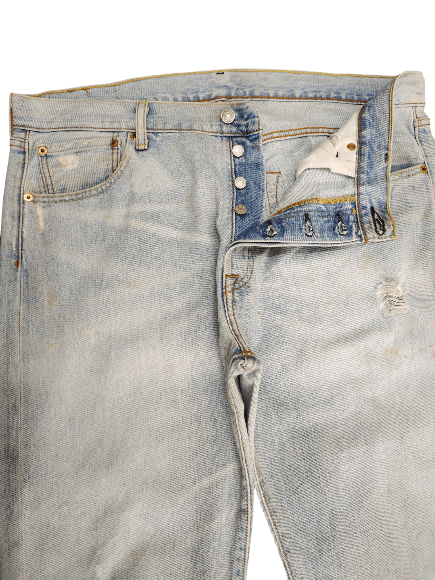 Levi's Size 36x34 Vintage Levis 501 Light Wash Jeans Distressed Size US 36 / EU 52 - 20 Thumbnail
