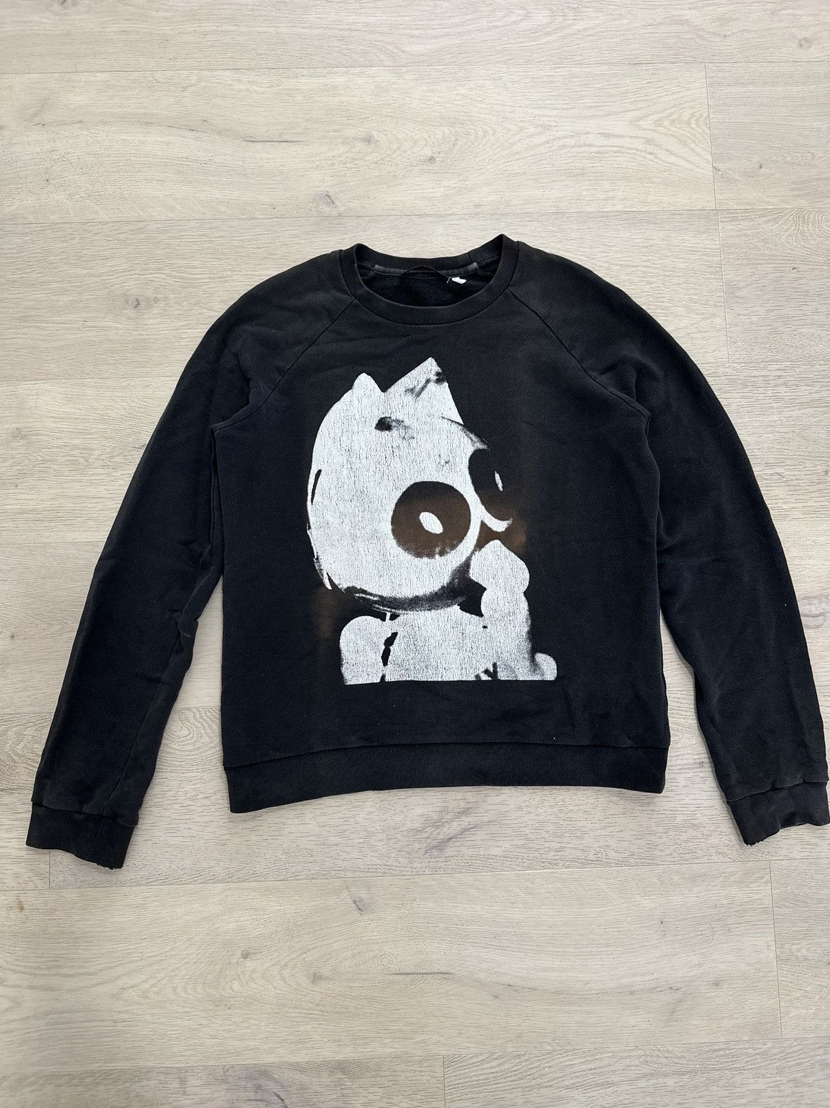 image of Helmut Lang Felix The Cat 2003 Sweatshirt in Black, Men's (Size Small)