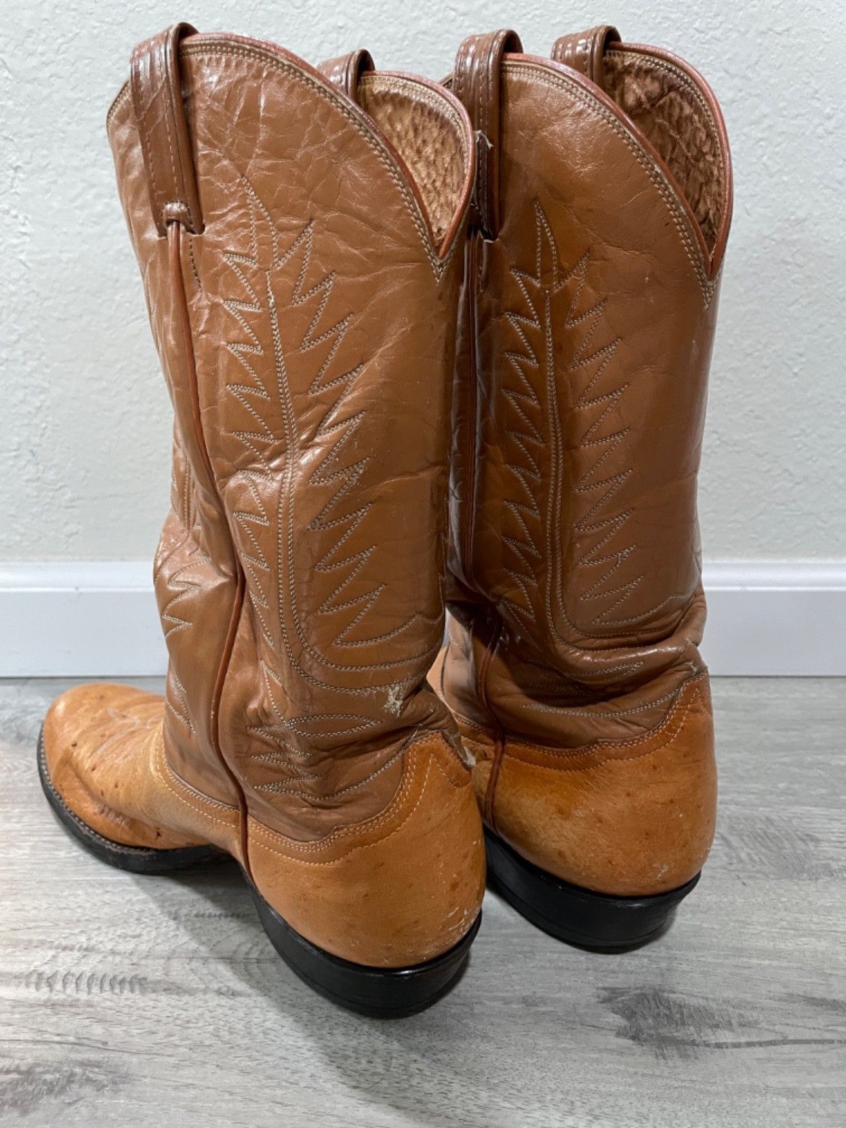 Tony Lama 🔥 Tony Lama® RARE Vintage Two-Toned Ostrich Cowboy Boots Size US 11 / EU 44 - 9 Thumbnail