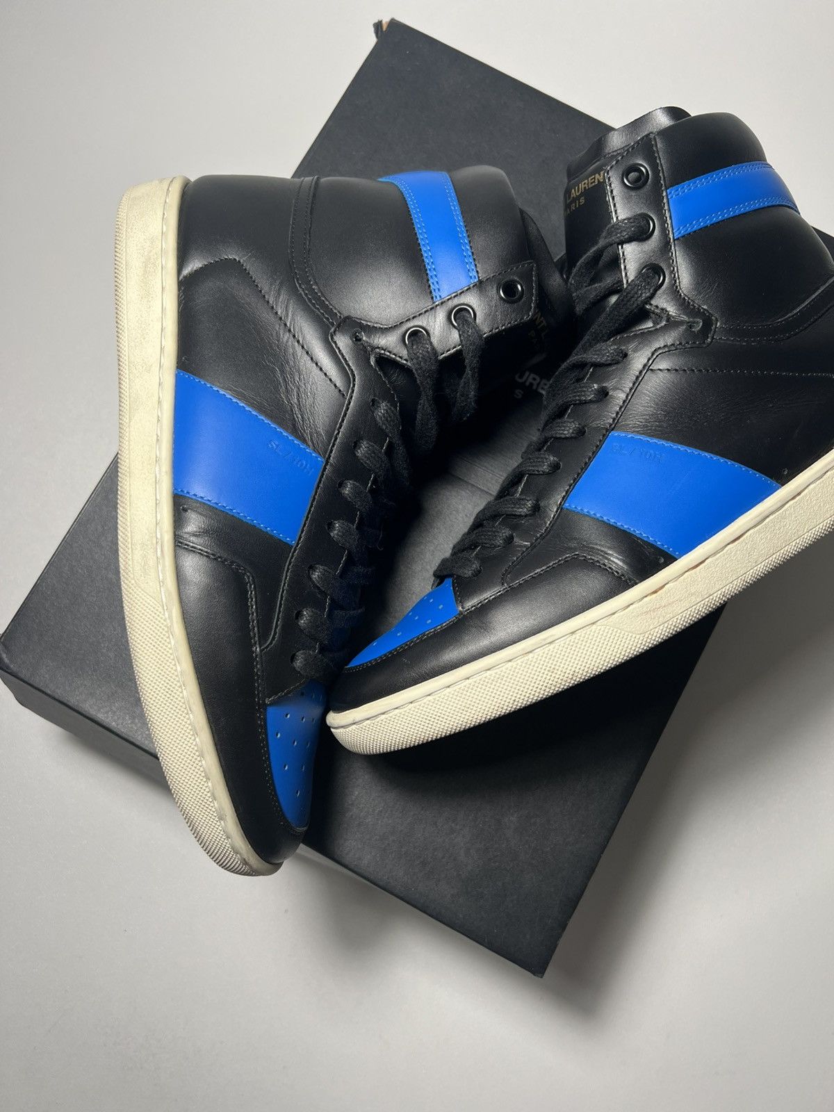 Saint Laurent Paris Signature Court Classic SL/10H Royal Leather High Top Size US 7 / EU 40 - 10 Thumbnail