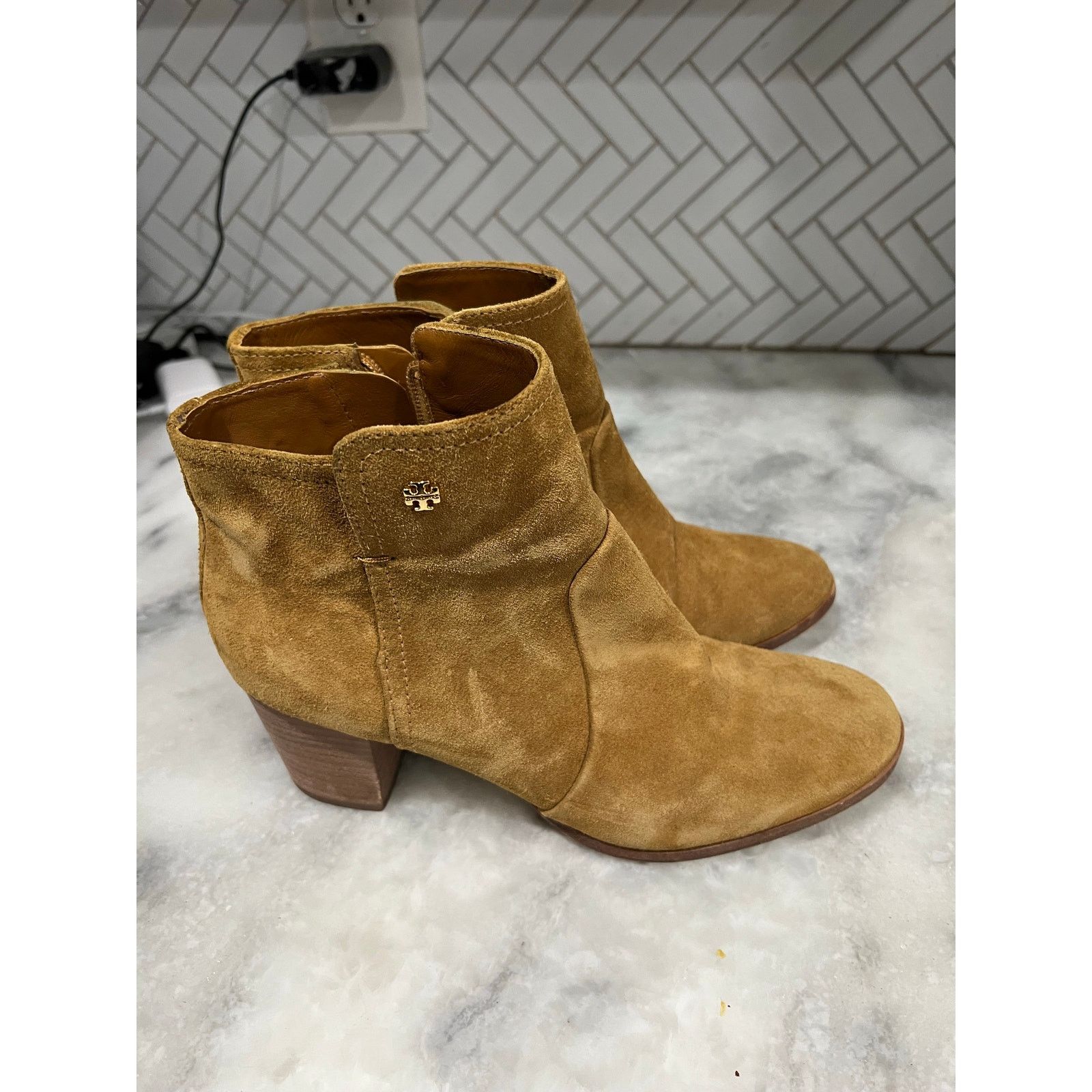 Tory Burch Tory Burch Women’s Suede Ankle Boots Tan Leather Size US 9 / IT 39 - 1 Thumbnail