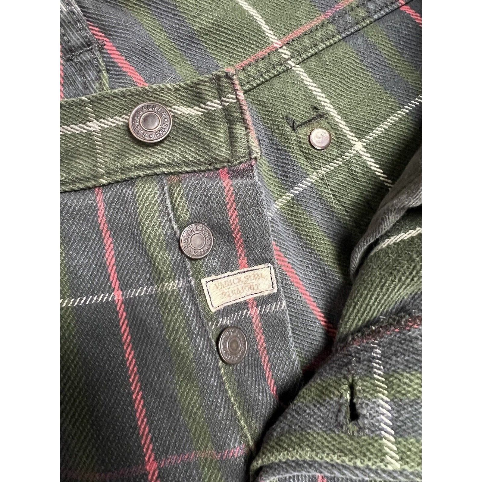 Ralph Lauren Polo Ralph Lauren Dungarees Green Checked Denim Pants Size 3 Size US 34 / EU 50 - 9 Thumbnail