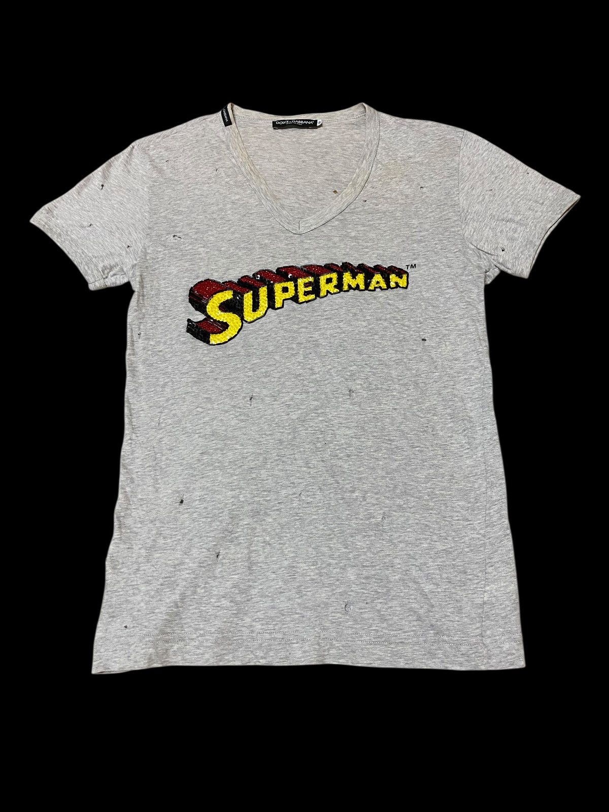 Dolce & Gabbana D&G Fall/Winter 2005 Grey V Neck Sequined Superman Big Logo Size US M / EU 48-50 / 2 - 1 Thumbnail