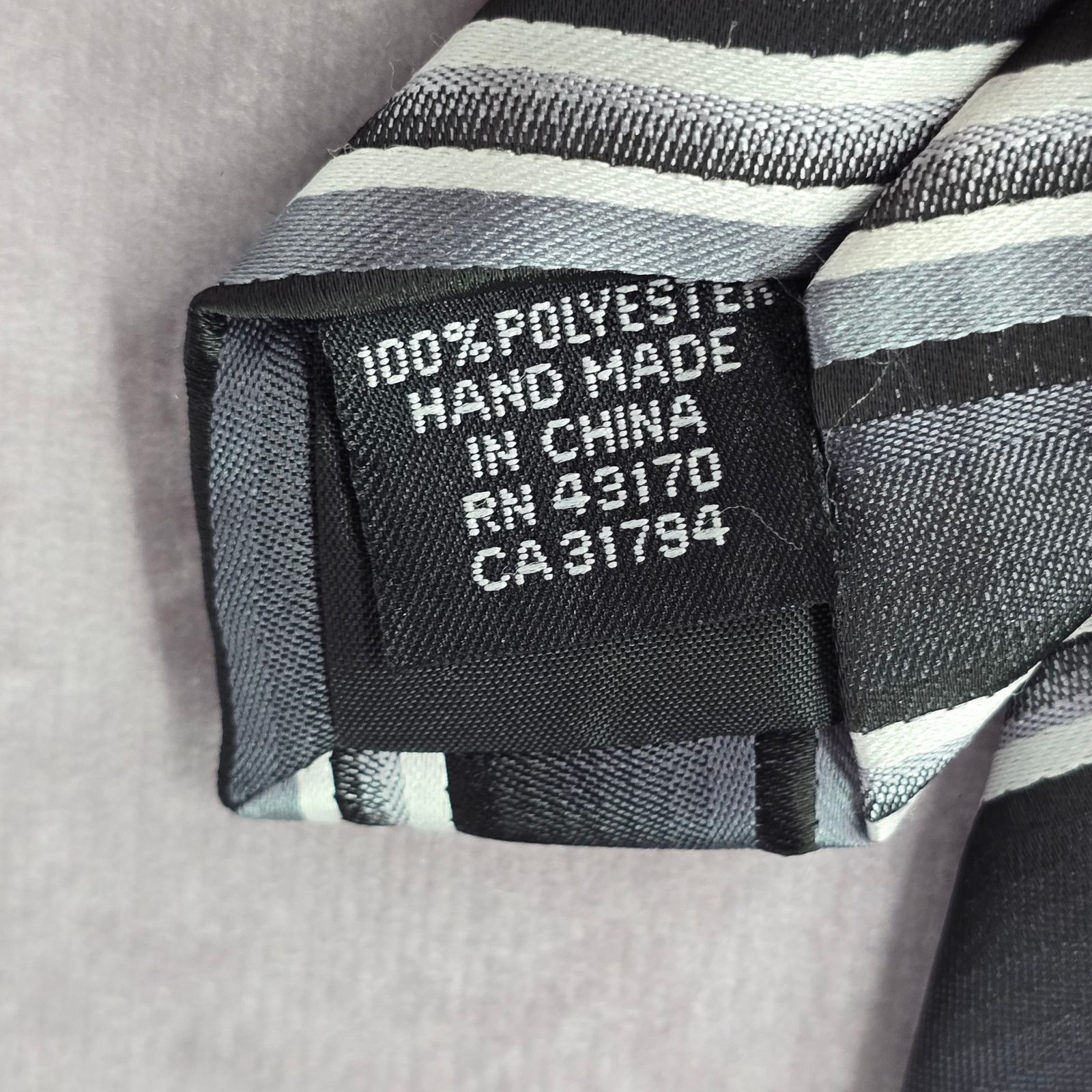 Stafford Stafford Essentials Black Gray Stripe Polyester Neck Tie Size 30 - 5 Thumbnail