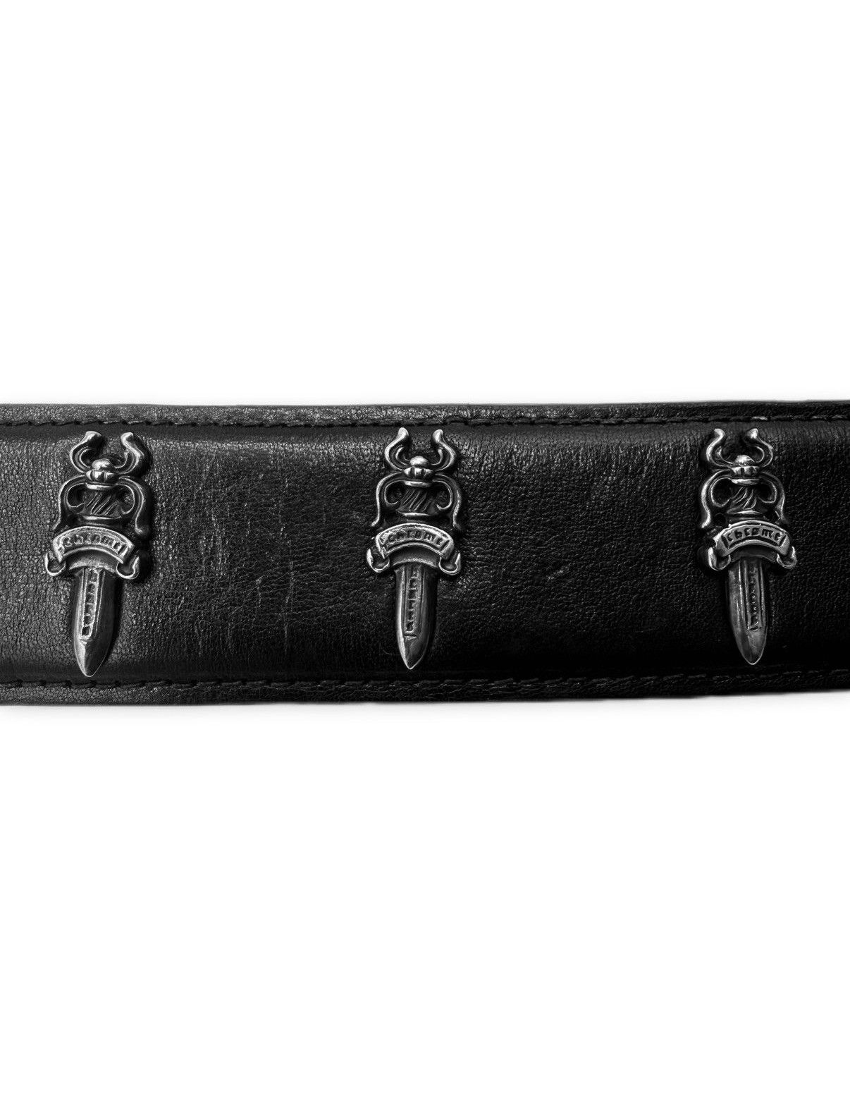 Chrome Hearts Chrome Hearts Loaded Dagger Pendant .925 Silver Heavy Leather Belt Strap Size 34 - 3 Thumbnail