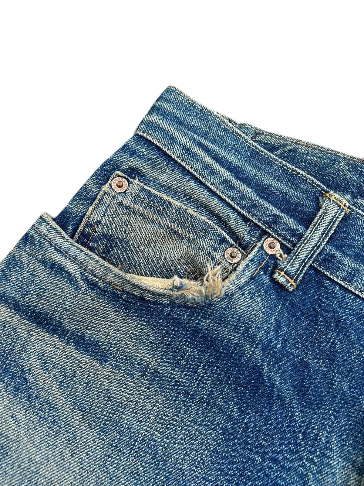 Kapital Thrashed Vintage Blue Blue Indigo Selvedge Denim Jeans Size US 32 / EU 48 - 10 Thumbnail