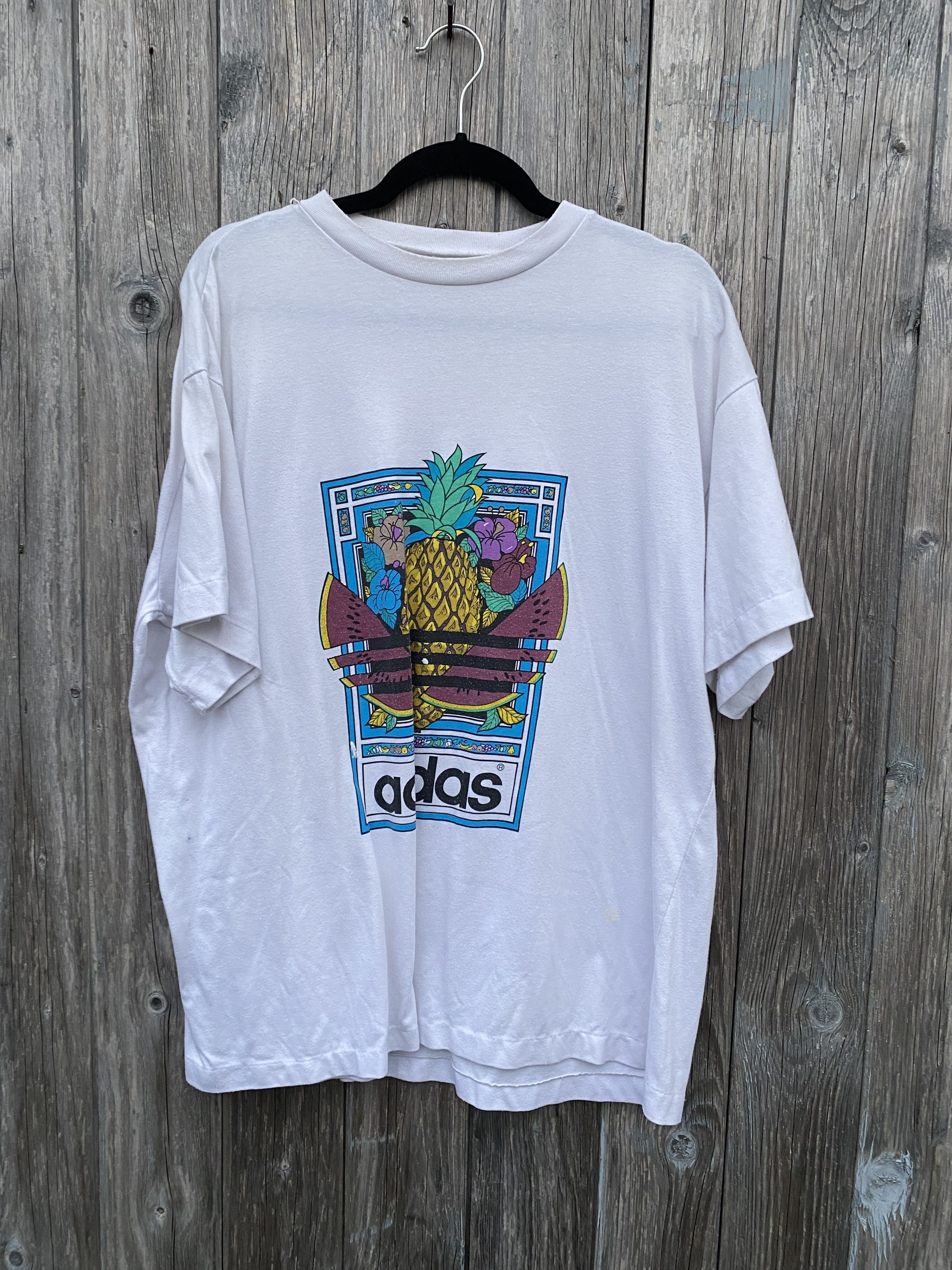 Adidas × Vintage 80s Adidas archive pineapple fruit Tee single Stitch XXl Size US XXL / EU 58 / 5 - 1 Thumbnail