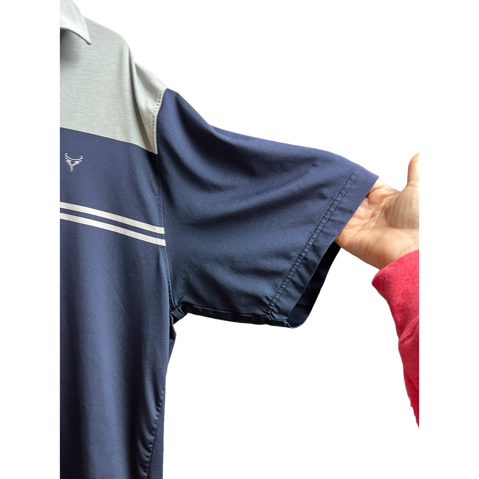 Footjoy Footjoy Gray Blue Color Block Stripes Short Sleeve Polo Size US L / EU 52-54 / 3 - 3 Thumbnail