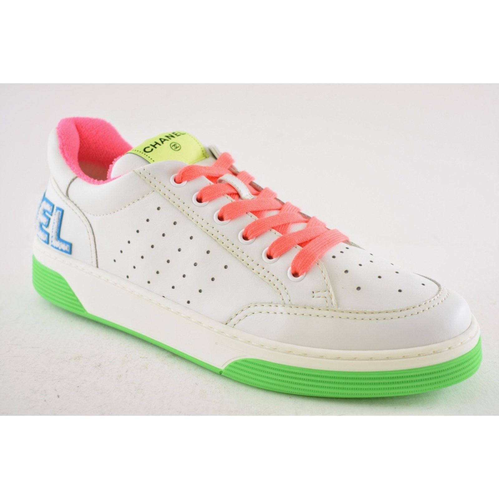 Chanel Chanel Mens 20P White Multicolor Neon CC Logo Flat Runner Size US 11 / EU 44 - 4 Thumbnail