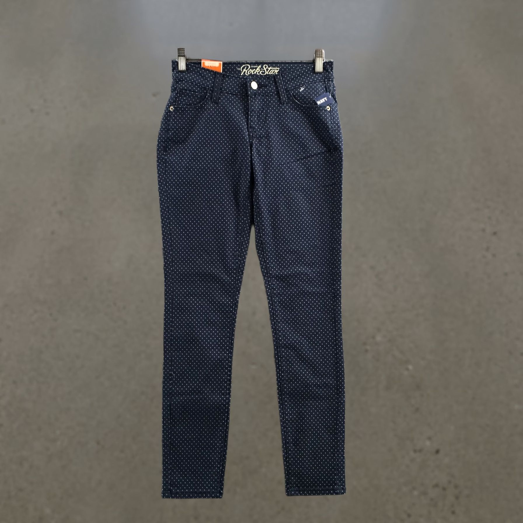 Old Navy Old Navy The Rock Star Super Skinny Pants Womens 2R Blue Polka Dots Low Rise NEW Size 26" / US 2 / IT 38 - 1 Thumbnail