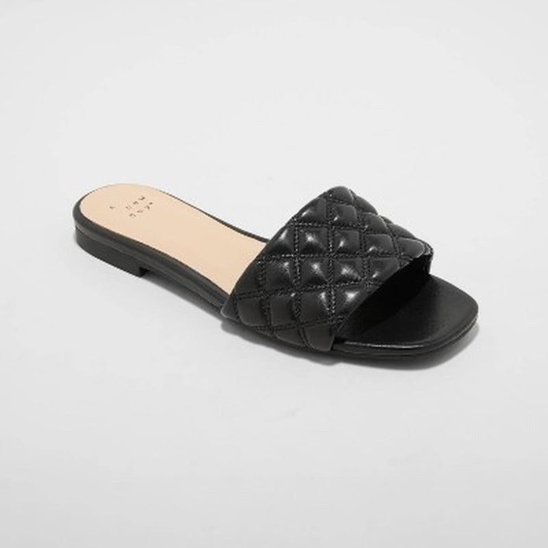 Kohl's A New Day Women's Ama Quilted Slide Sandals Black Size US 9 / IT 39 - 1 Thumbnail