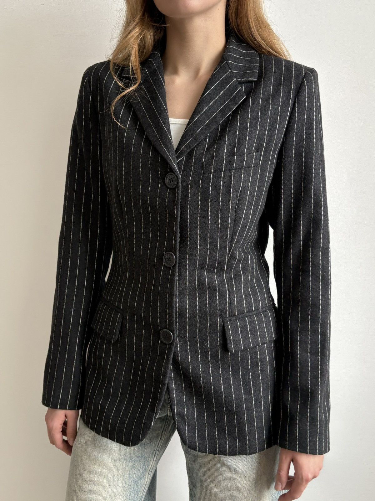 Jean Paul Gaultier Jean Paul Gaultier Jeans Tailored Blazer Striped Wool Denim Size M / US 6-8 / IT 42-44 - 4 Thumbnail
