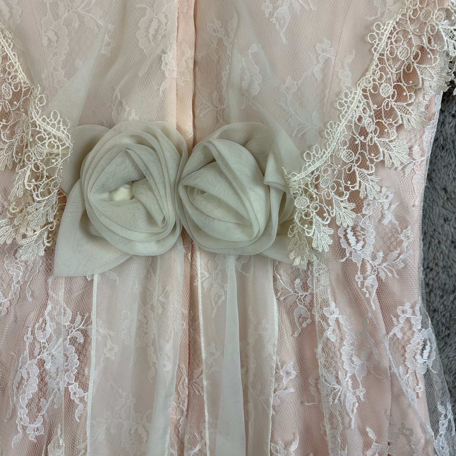 Other Vintage 80s Pink Lace Dress Victorian Frilly Cottage Prom Size ONE SIZE - 10 Thumbnail