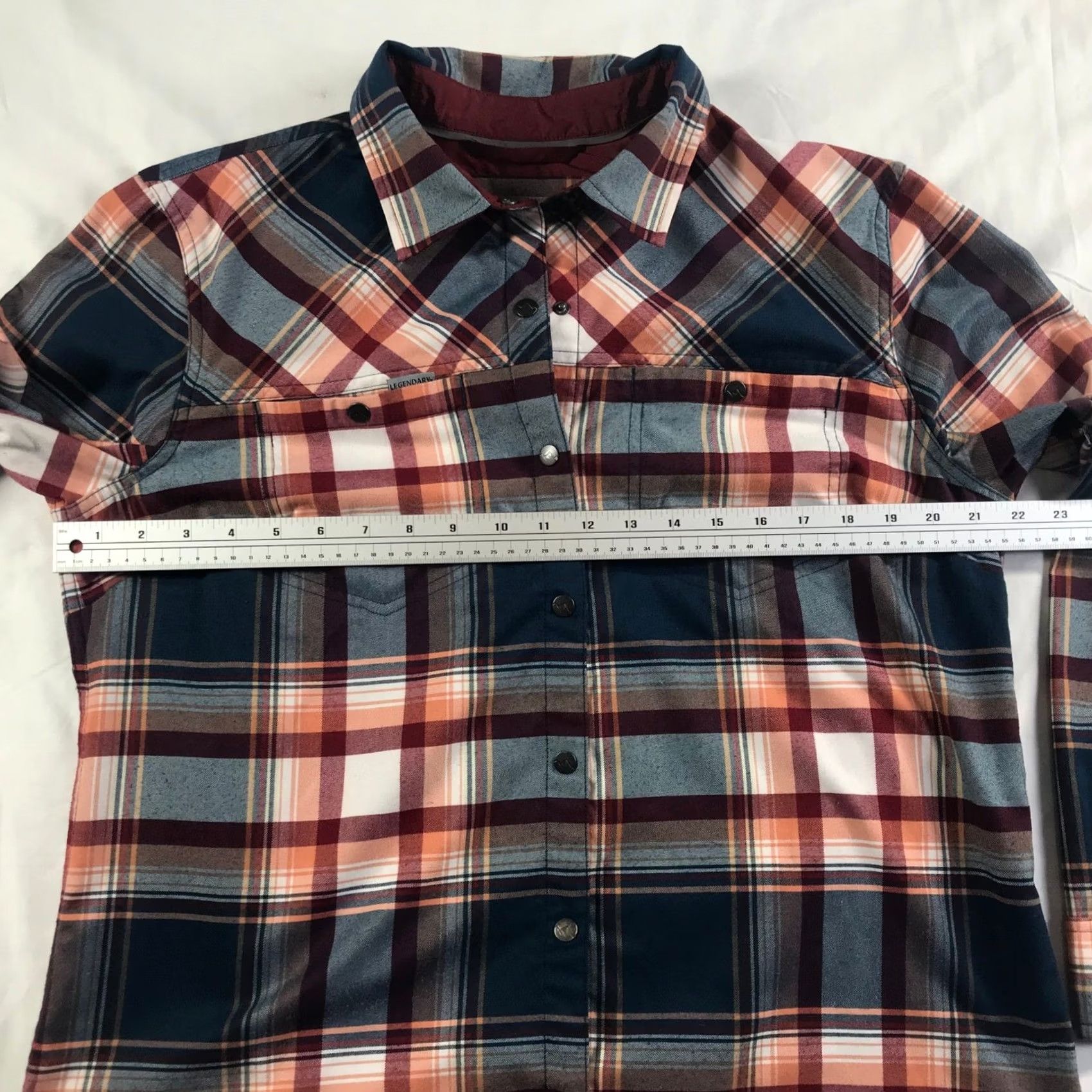 Vintage Legendary Outdoors Women L Plaid Flannel Snap Button Shirt Blue Orange Size L / US 10 / IT 46 - 3 Thumbnail