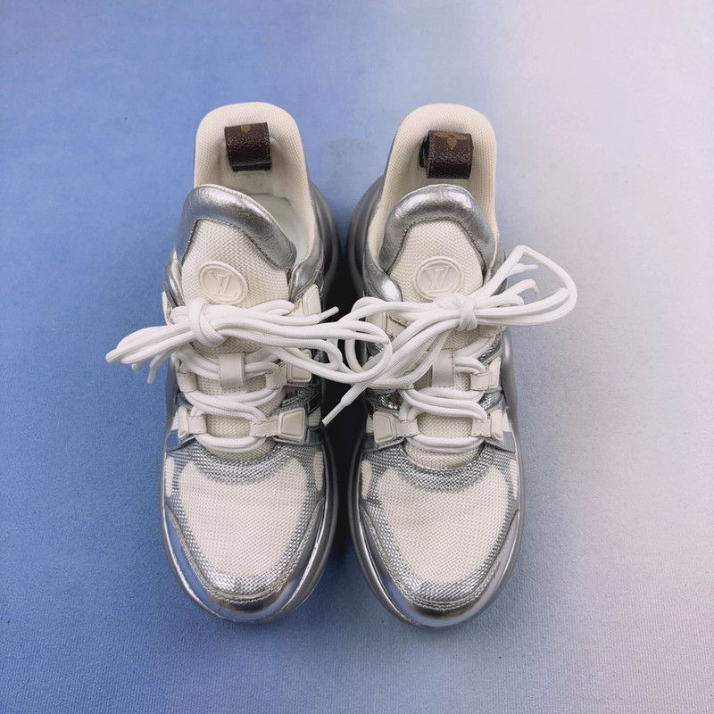 Louis Vuitton Louis Vuitton Silver Casual Sneakers - Size US 5.5 / EU 38 - 1 Thumbnail