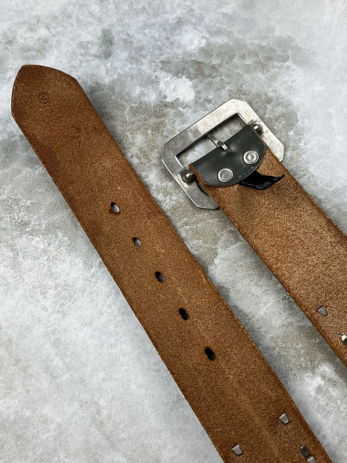 Undercover Undercover Archive Rectangle Studded Leather Belt Gray Size ONE SIZE - 5 Thumbnail