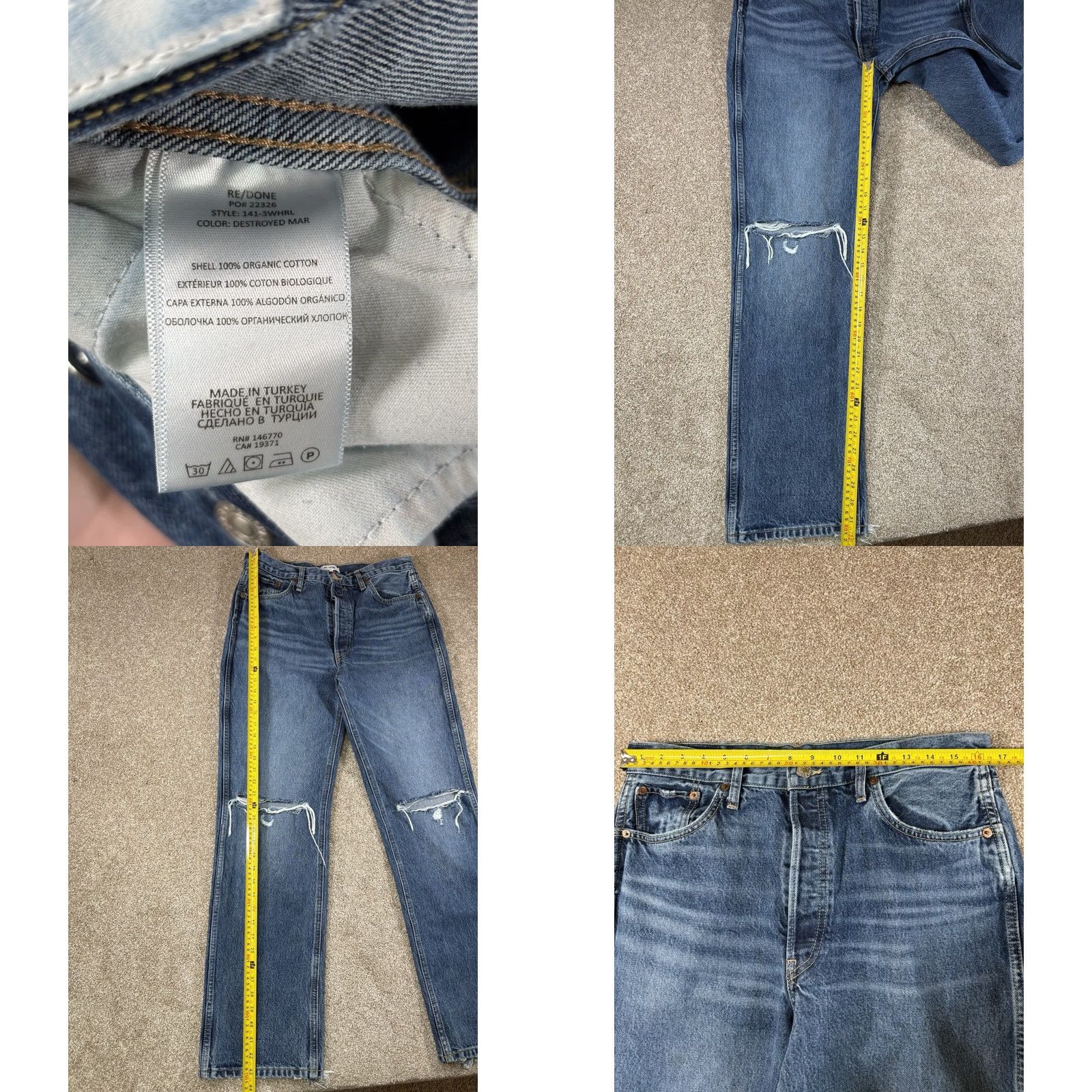 RE/DONE VINTAGE Re/Done Jeans 90s High Rise Loose Womens Size 31 Distressed Blue 141-3WHRL Size 24" / US 00 / IT 34 - 8 Thumbnail