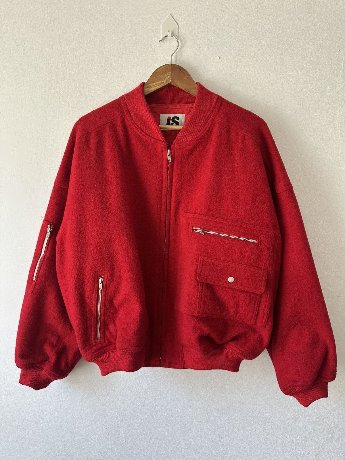 Issey Miyake Issey Miyake Care Label Wool Bomber Jacket Size US M / EU 48-50 / 2 - 2 Thumbnail