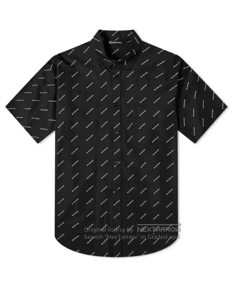 Balenciaga Full Print Logo Short Sleeve Shirt
