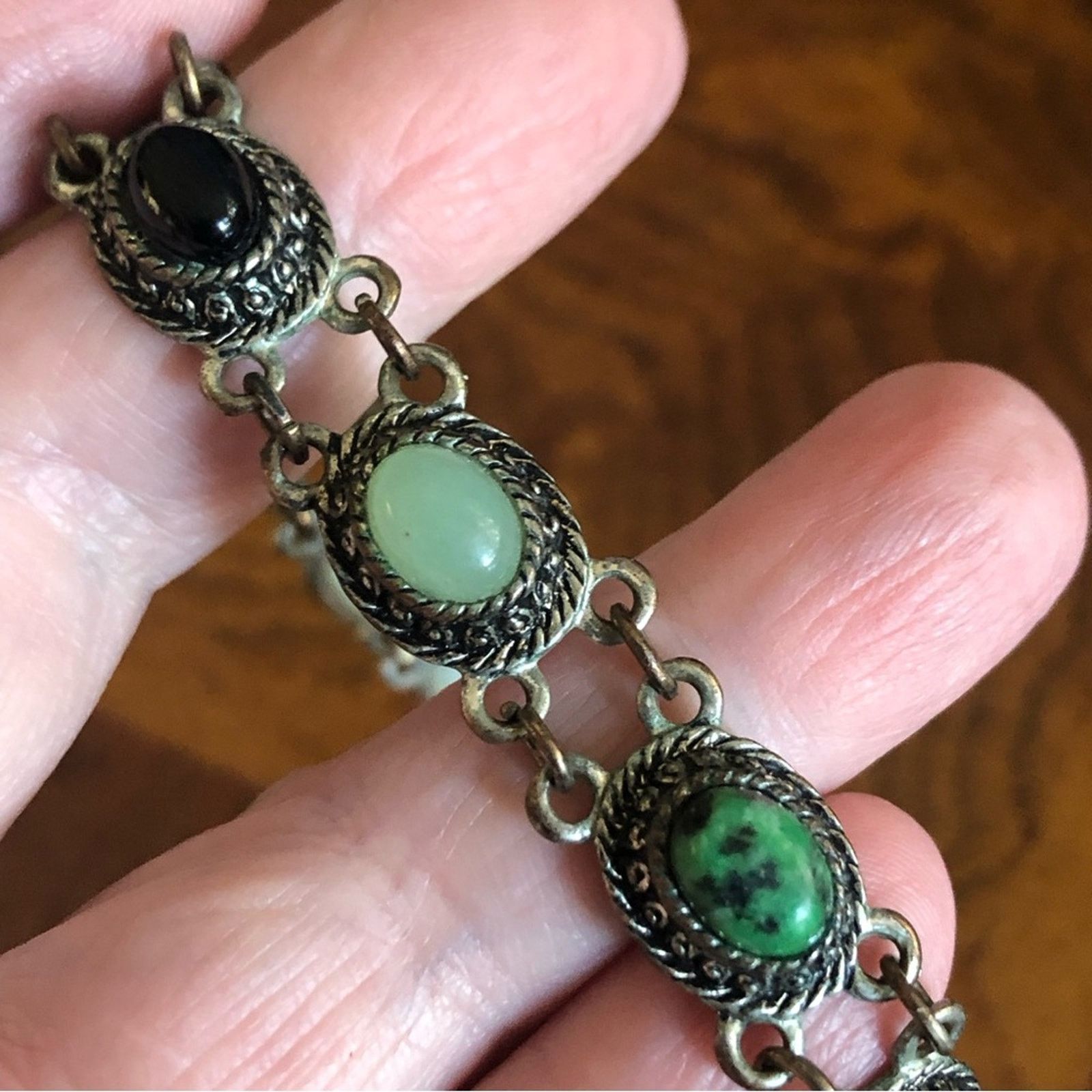 Vintage Vintage natural stone cabochon link bracelet Size ONE SIZE - 5 Thumbnail