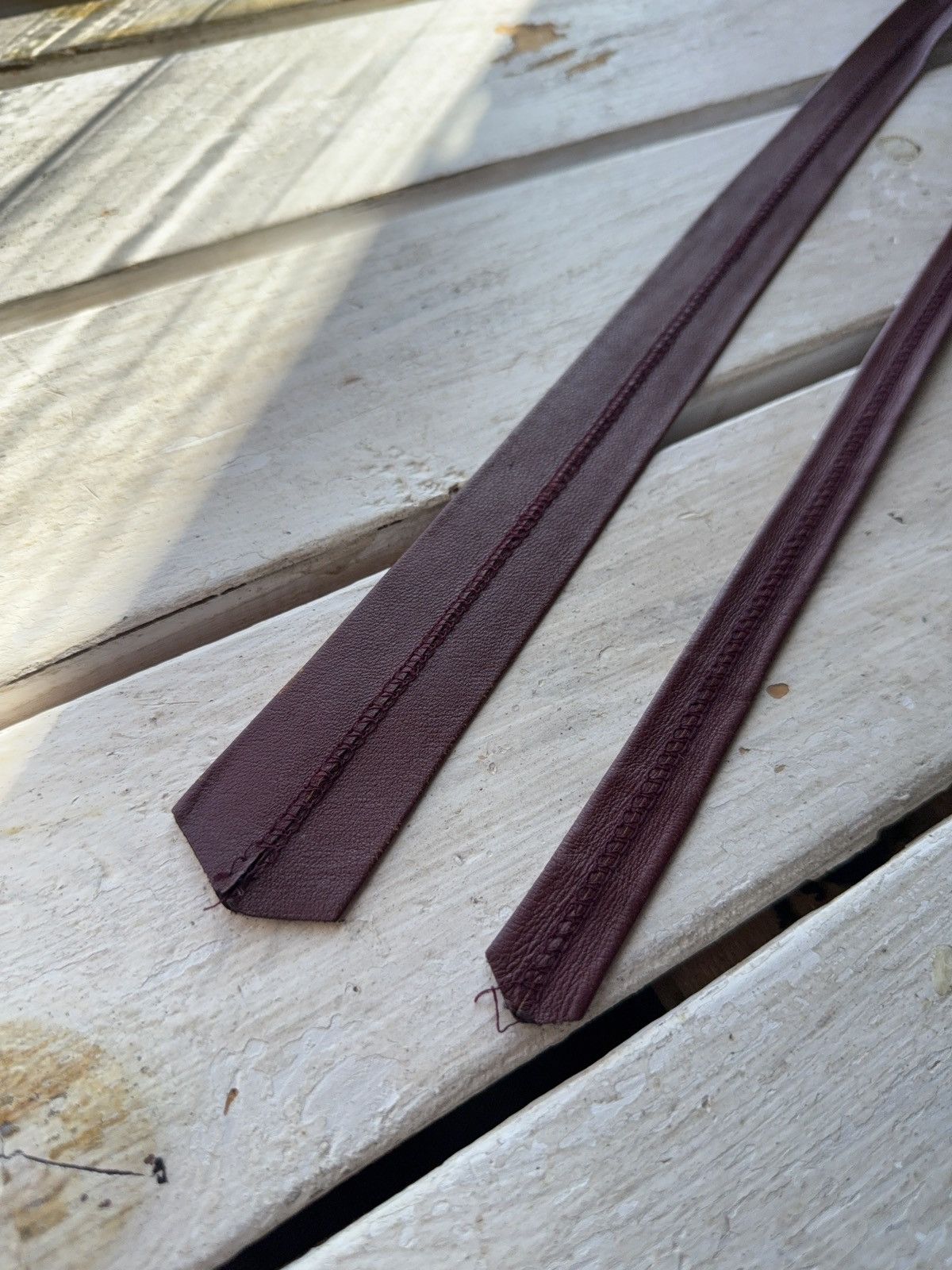 Genuine Leather Retro Vintage Burgundy Leather Tie 90s Western Biker Style Size ONE SIZE - 7 Thumbnail