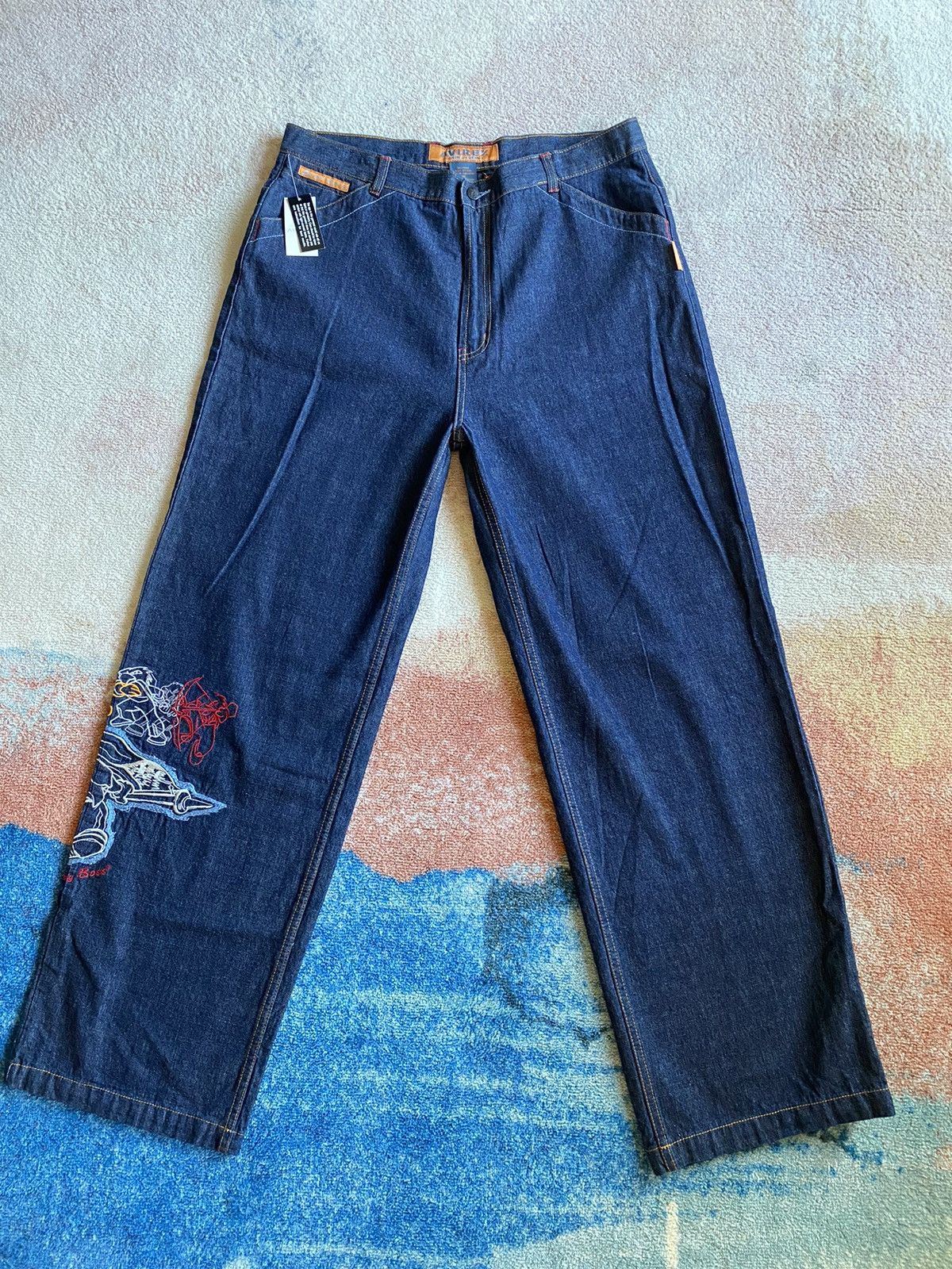 JNCO × Southpole × Vintage Crazy Deadstock Y2K Avirex Embroidered Baggy Jeans Size US 36 / EU 52 - 1 Thumbnail