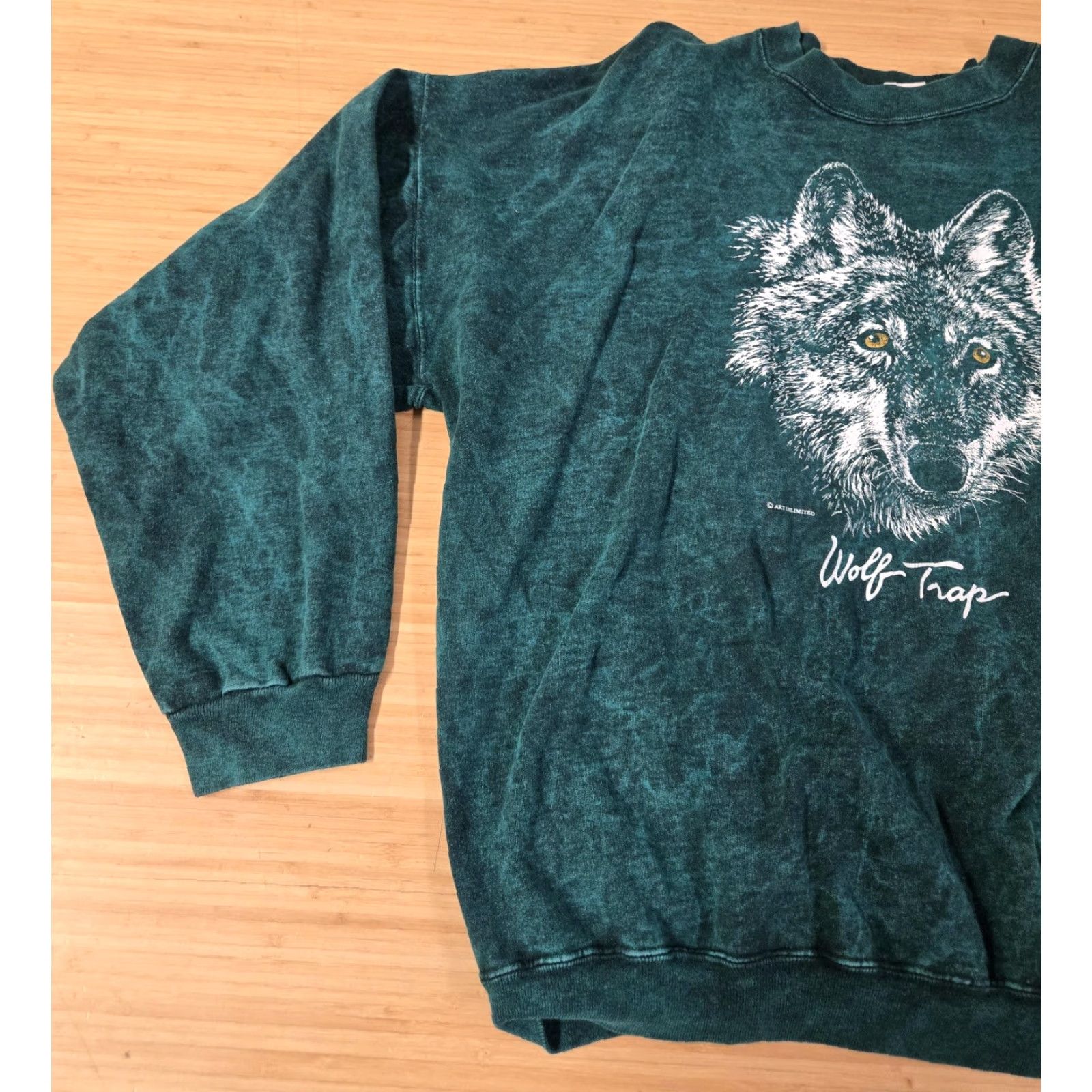 Vintage VINTAGE Art Unlimited Sweatshirt Mens 2XL Green Wolf Trap Made in USA 90s Size US XXL / EU 58 / 5 - 3 Thumbnail