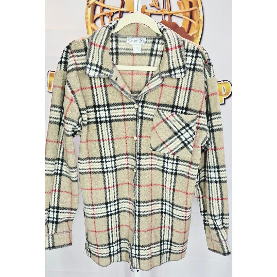 Other Cindy Bai Beige Plaid Fleece Button-Up Jacket Size Medium Size M / US 6-8 / IT 42-44 - 1 Thumbnail