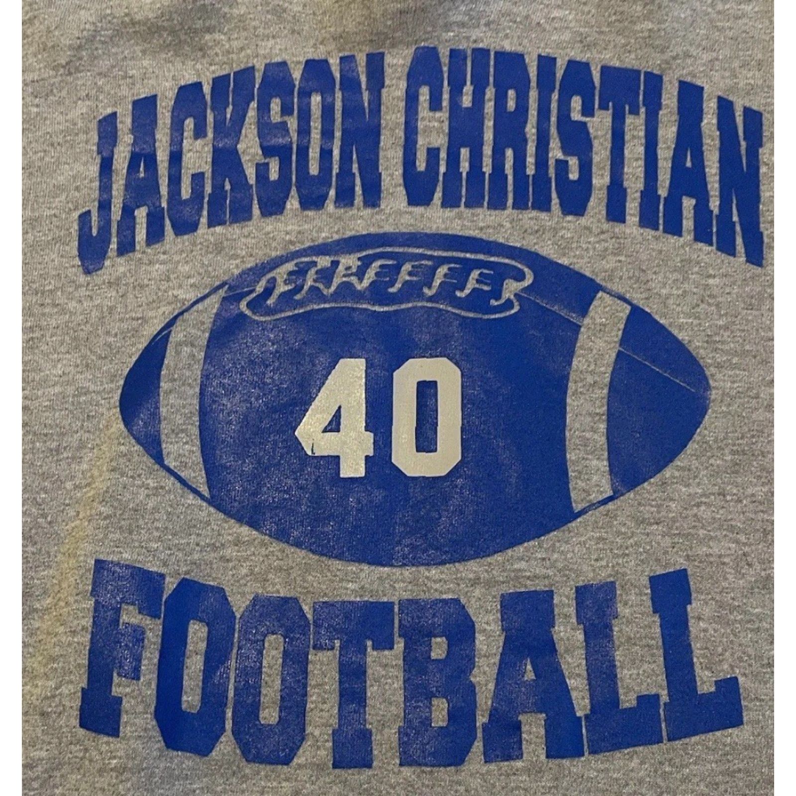 Russell Athletic VINTAGE Russell Athletic Hoodie Men L Gray Football School 90s Grunge Jackson Christian Faded Pullover Track Size US L / EU 52-54 / 3 - 2 Thumbnail