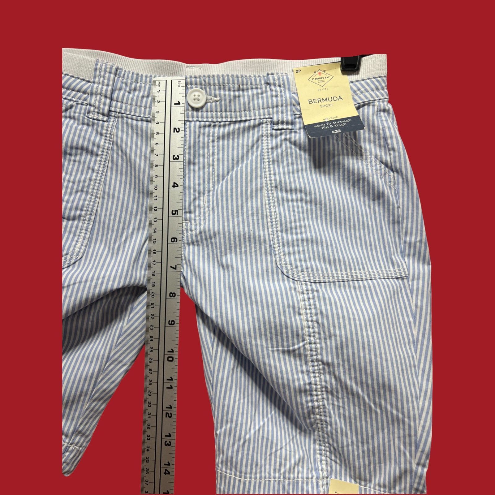 St. Johns Bay St. John's Bay - Women's Mid-Rise Cargo Bermuda Short - Blue Size 26" / US 2 / IT 38 - 7 Thumbnail