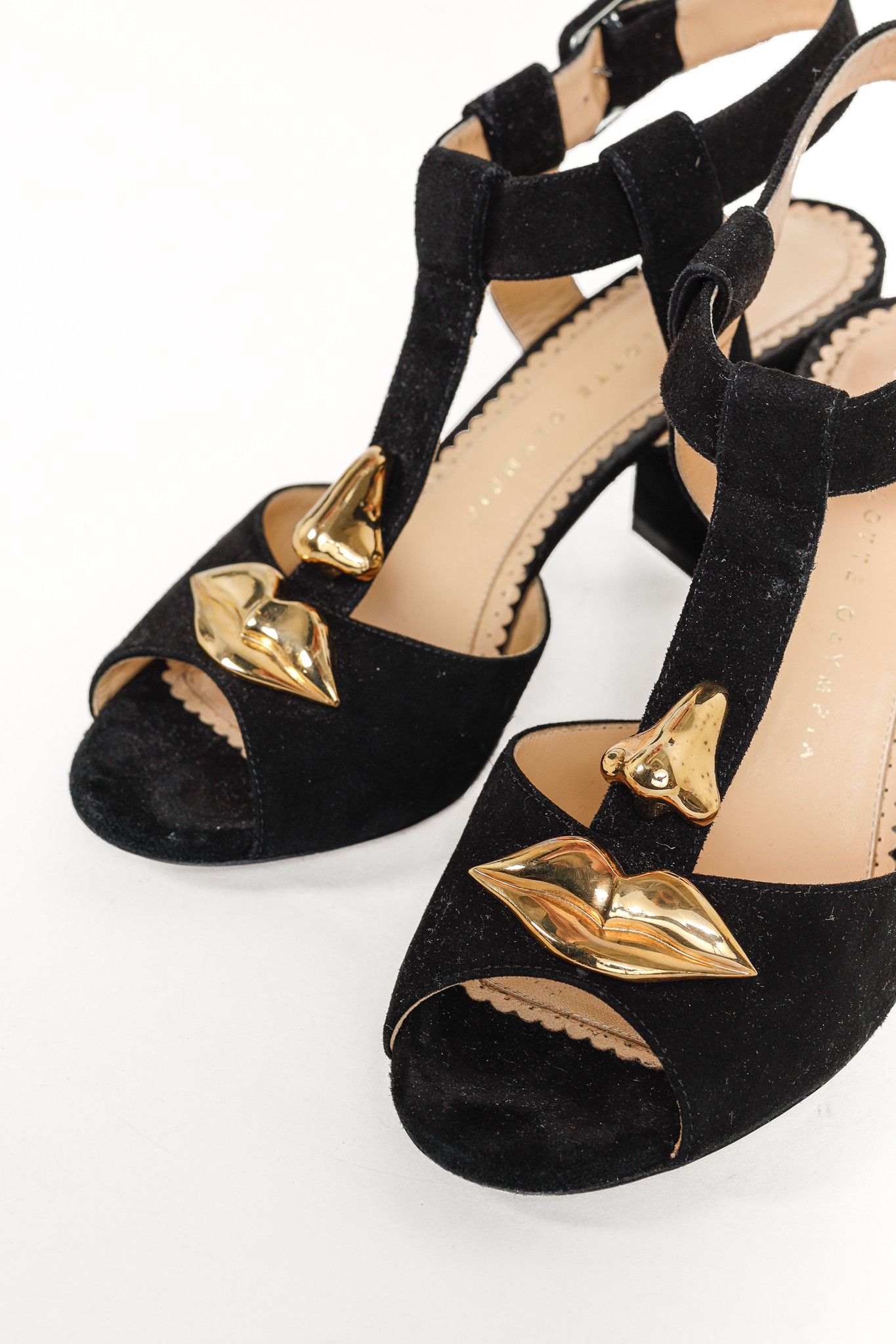 Charlotte Olympia Charlotte Olympia PF/15 Gala Black Suede Embellished Sandals Size US 6.5 / IT 36.5 - 6 Thumbnail