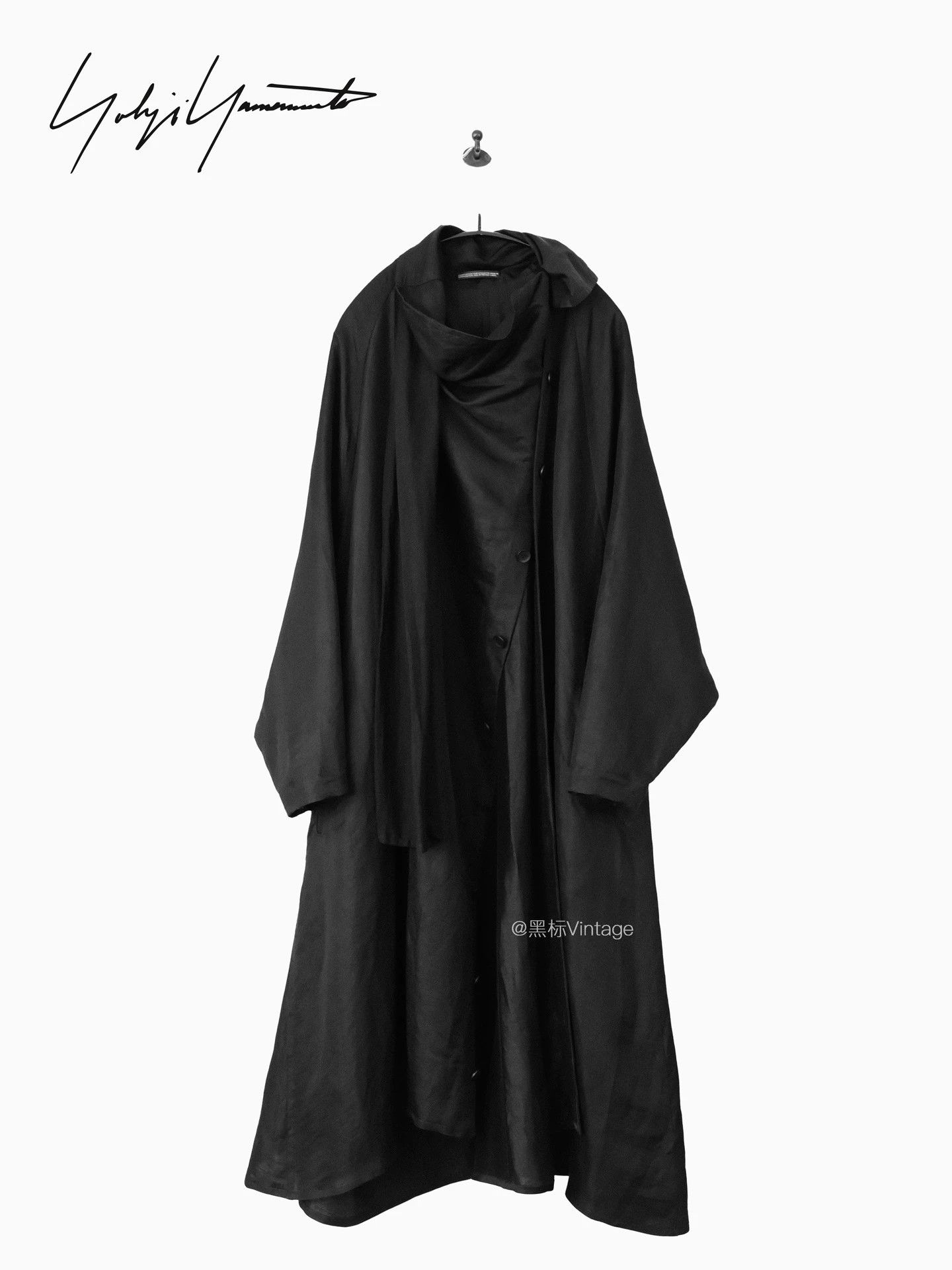 Yohji Yamamoto Yohji Yamamoto 24SS Vtg Scarf Collar Black Poet Robe Size M / US 6-8 / IT 42-44 - 1 Thumbnail