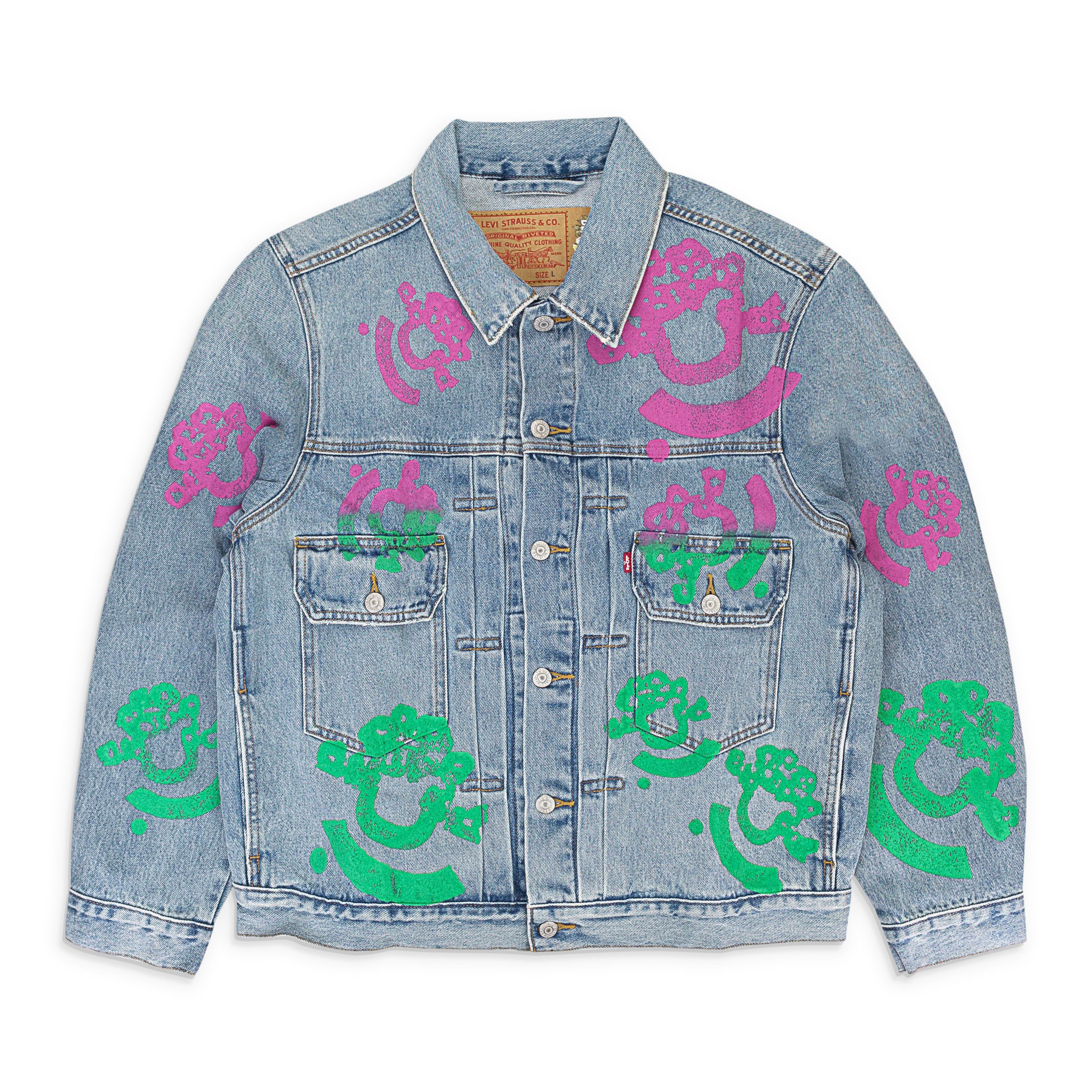 DENIM TEARS Light Wash Pink & Green Bstroy Denim Jacket Size M Size US M / EU 48-50 / 2 - 1 Thumbnail