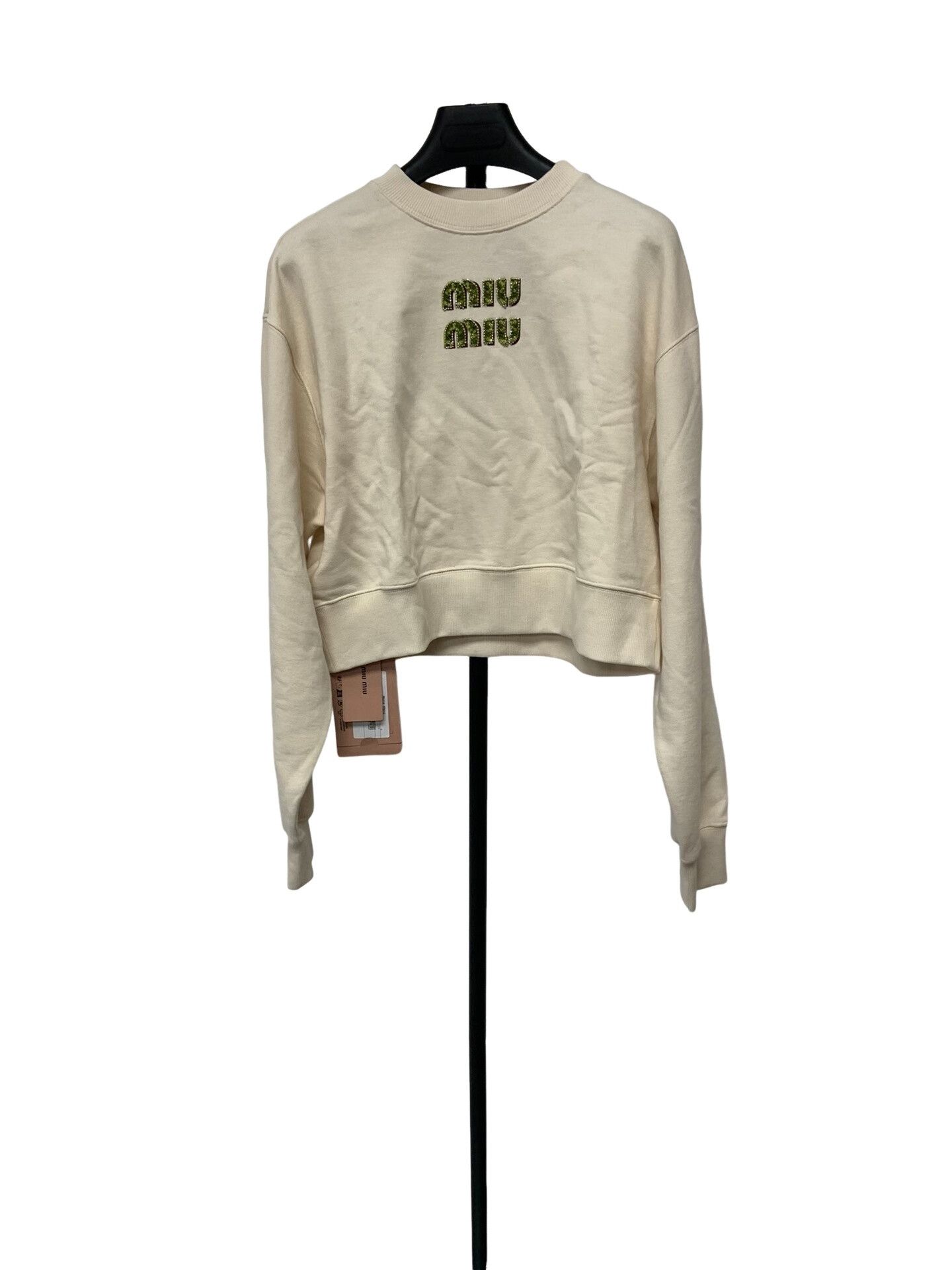 Miu Miu Miu Miu Beaded Logo Sweatshirt Size S Size S / US 4 / IT 40 - 1 Thumbnail