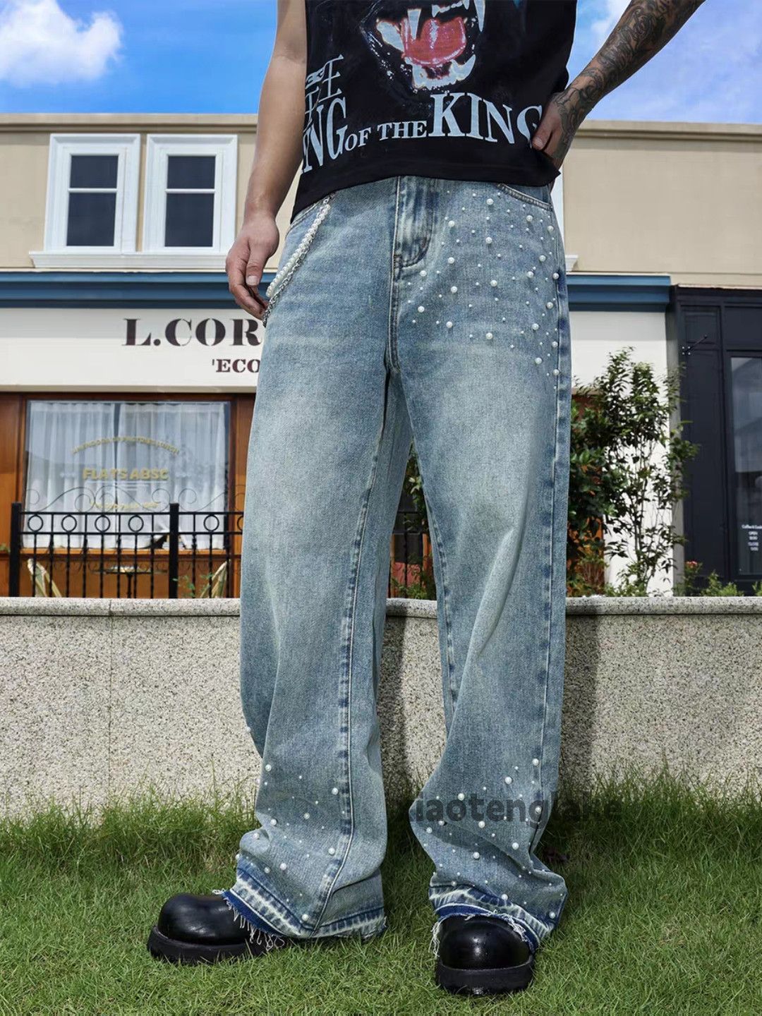 Vintage Custom washed faded loose baggy skate hiphop jeans Size US 36 / EU 52 - 6 Thumbnail