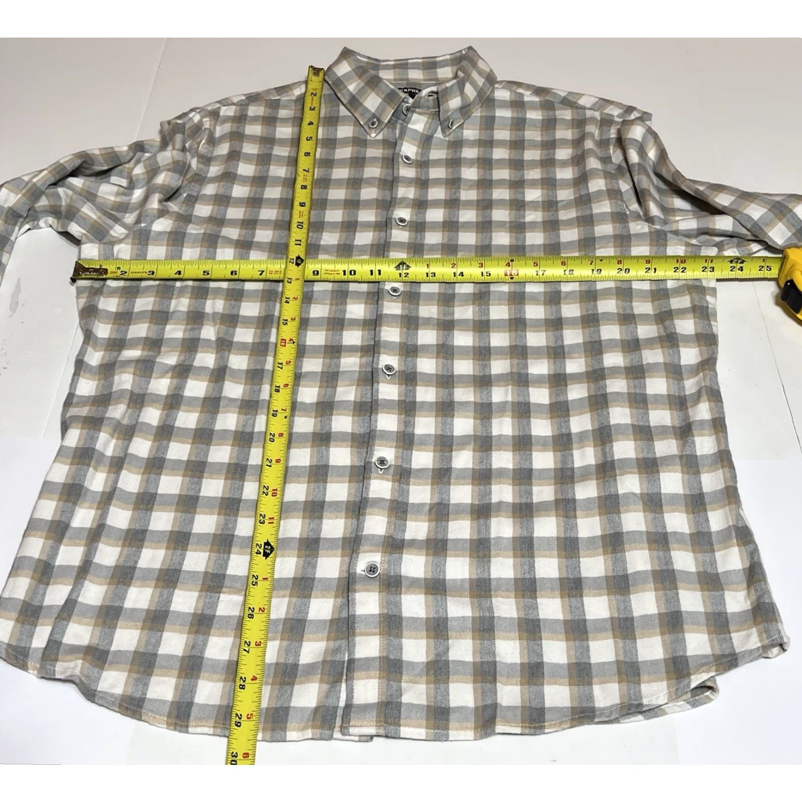 Express EXPRESS Shirt Long Sleeve Button-Down Plaid Casual Workwear Multicolor Cotton Blend Flannel L Size US L / EU 52-54 / 3 - 4 Thumbnail