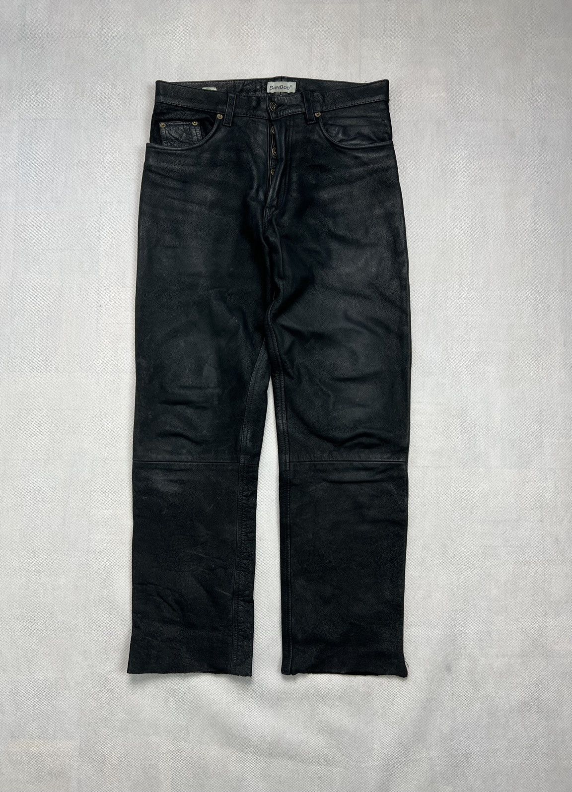 Vintage Heavy Leather Pants BamBoo black vintage Size US 31 - 1 Thumbnail