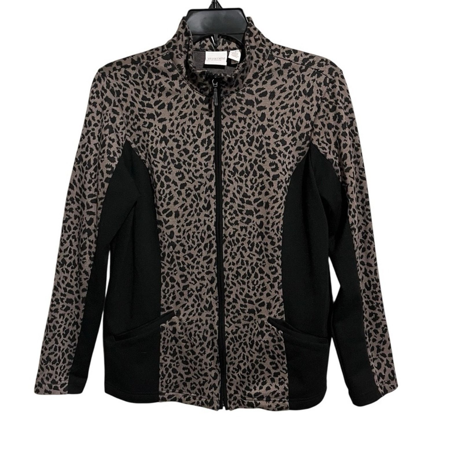 Chicos Weekends By Chicos Zip Up Leopard Print Track Jacket ~ Sz M Size M / US 6-8 / IT 42-44 - 1 Thumbnail