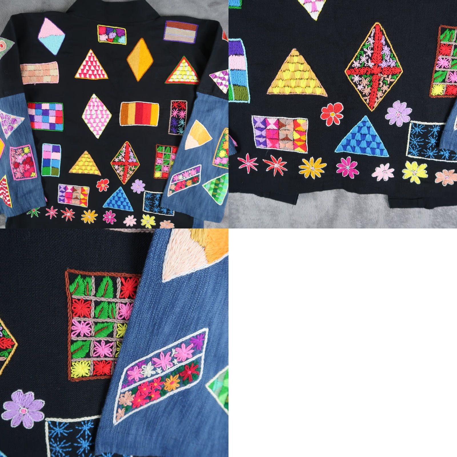 Vintage Handmade Cardigan Women One Size Black Hand Embroidered From Thailand Size ONE SIZE - 10 Thumbnail