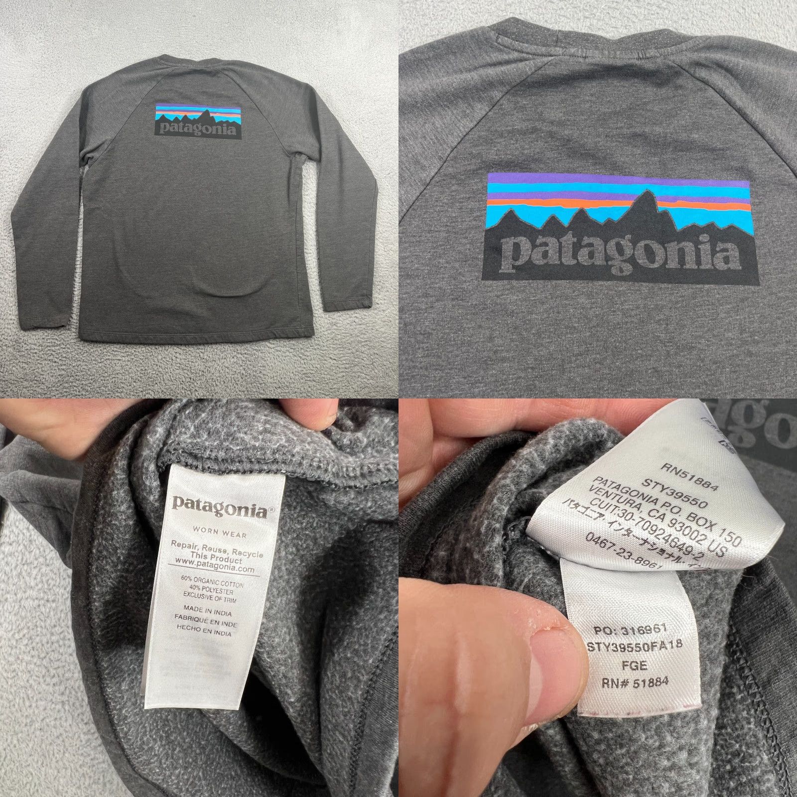 Patagonia Patagonia Sweatshirt Men M P-6 Lightweight Crew LS Forge Grey Organic Cotton Size US M / EU 48-50 / 2 - 8 Thumbnail