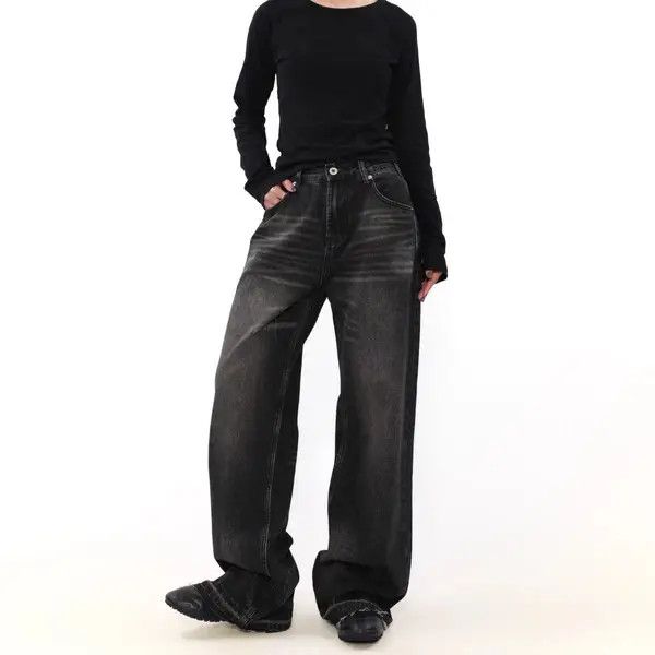 Japanese Brand VIBE Street Wash Wide Leg Straight Jeans Size US 34 / EU 50 - 4 Thumbnail