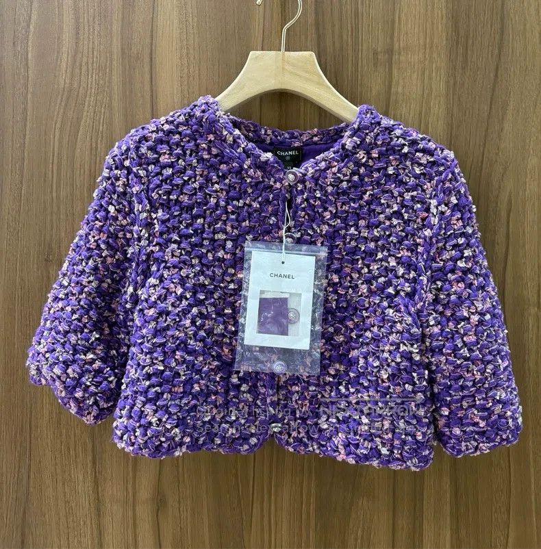 Chanel Chanel Purple tweed short sleeves Size XS / US 0-2 / IT 36-38 - 1 Thumbnail