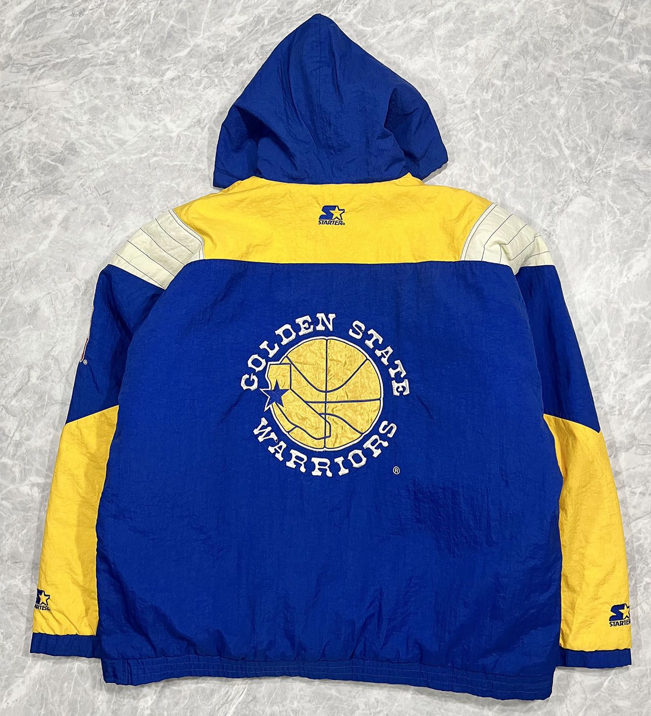 image of VTG 90's Nba Golden State Warriors Pullover Puffer Jacket, Men's (Size XL)