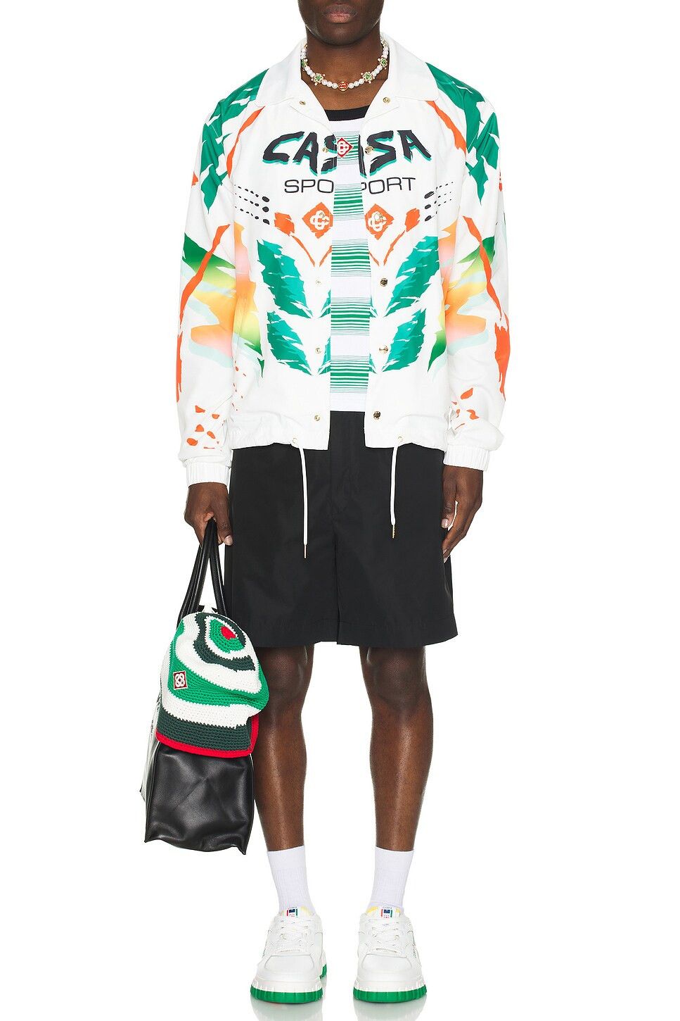 Casablanca o1mle0326 Printed Coach Jacket Casa Moto in White Size US L / EU 52-54 / 3 - 4 Thumbnail